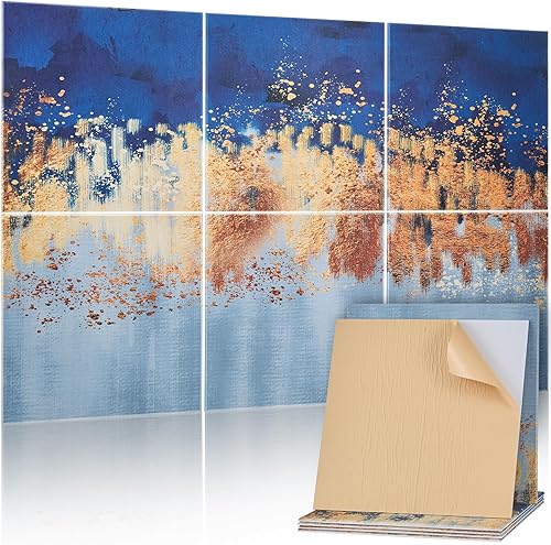 VEVOR Paquete de 6 paneles acústicos artísticos, 70.87 x 47.24 x 0.4 pulgadas, azulejos de pared insonorizados, autoadhesivos, decorativos para