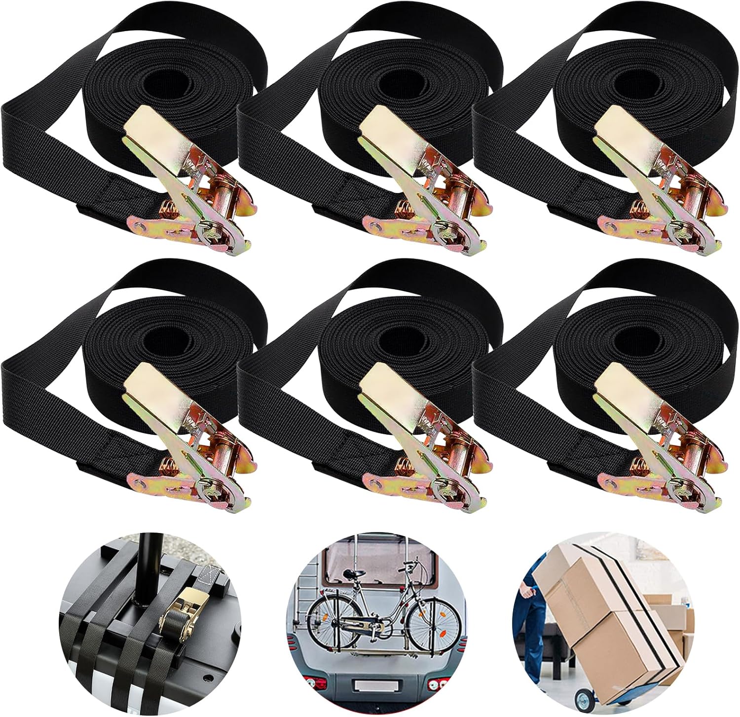 Ratchet Tie Down Straps Set 6 x 800kg Heavy Duty Ratchet Straps 2
