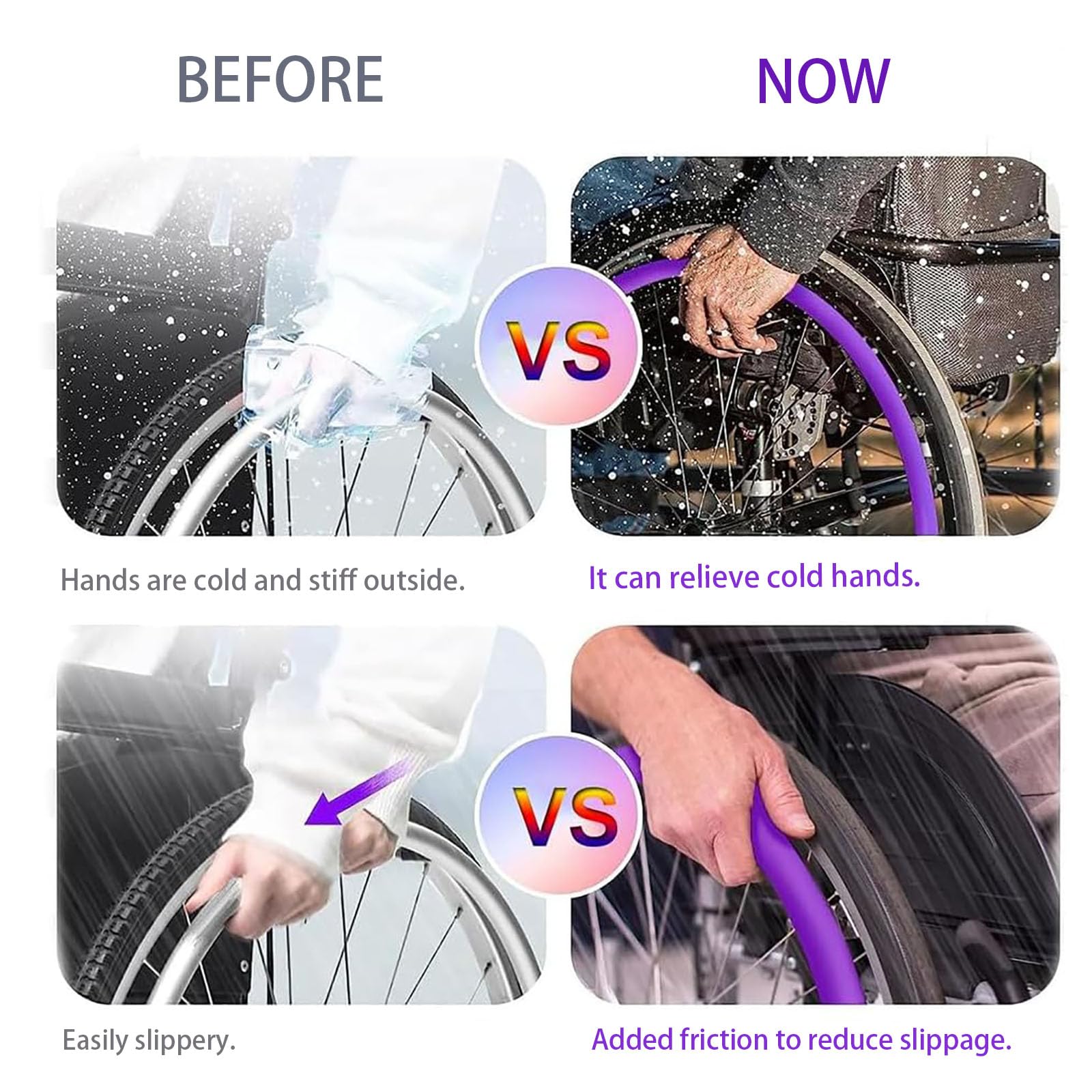 Funda para Silla de Ruedas Deportiva con Rueda Trasera de 20/22/24 Pulgadas, Fundas para Aros de Empuje de Silla de Ruedas, Resistente al Desgaste, Funda de Silicona para Empuje Manual, mejo