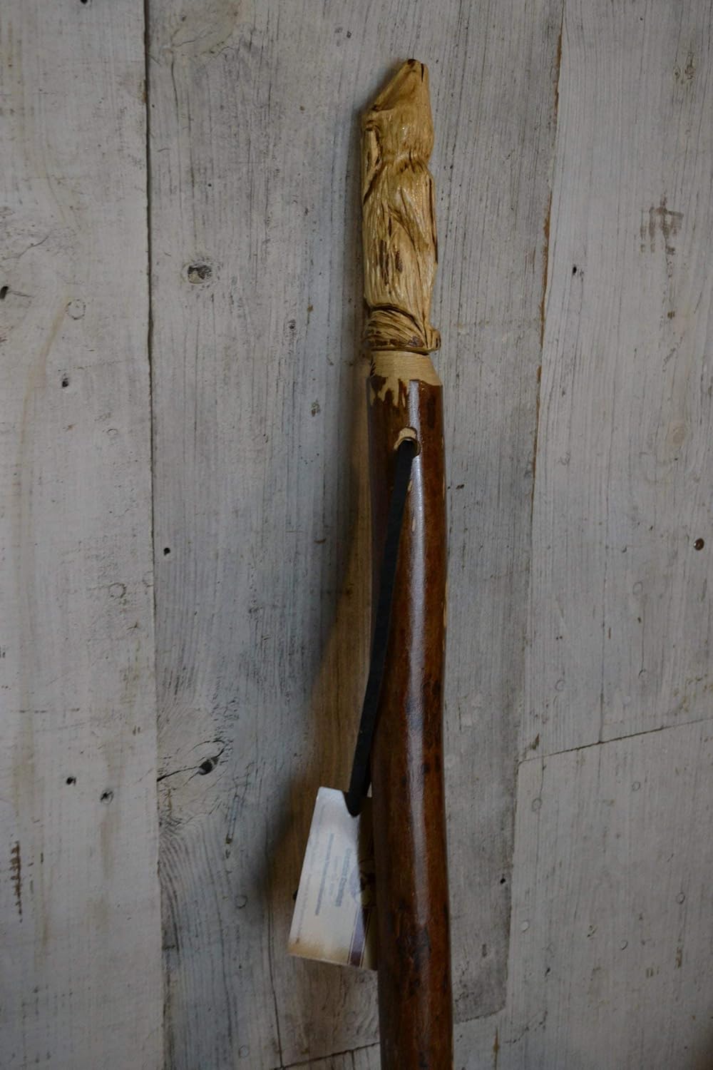 Wolf Carving Walking Stick, 60" Handcarved Hiking Staff, Persimmon Wood by Creation Carvings