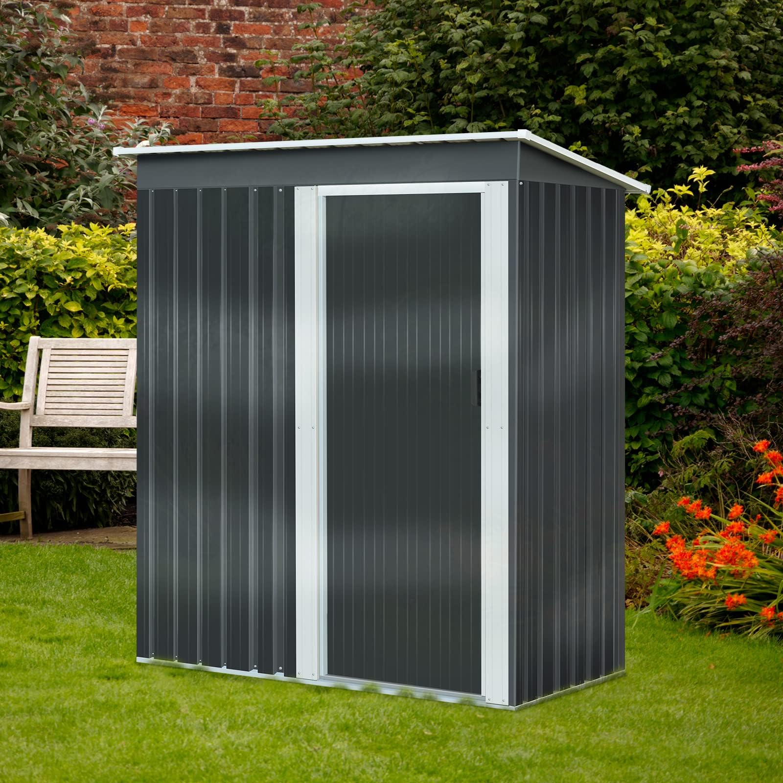 5ft x 3ft Garden Sheds Tool Storage House Galvanised Steel Metal Garden