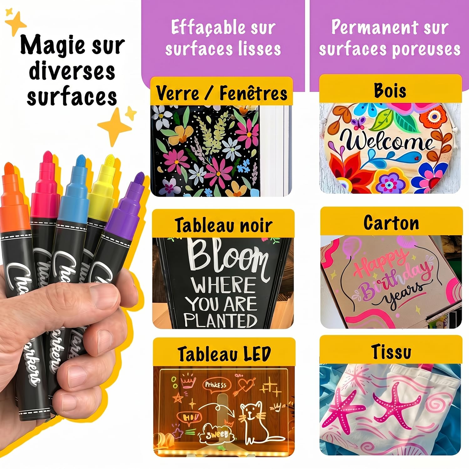 Chalkola 40 Marqueur Craie Effaçable Tableau Noir 6mm - Chalk Marker