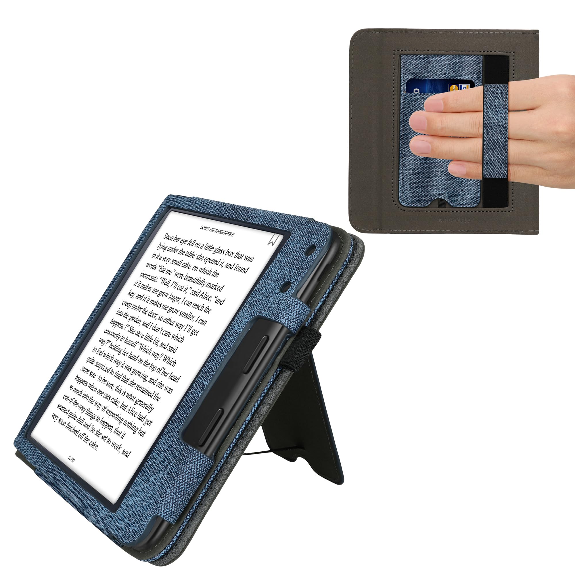 Kwmobile Cover Compatibile Con Kobo Aura Edition 1 - Custodia A Libro In Tela E Pelle PU - Flip Case Per EReader
