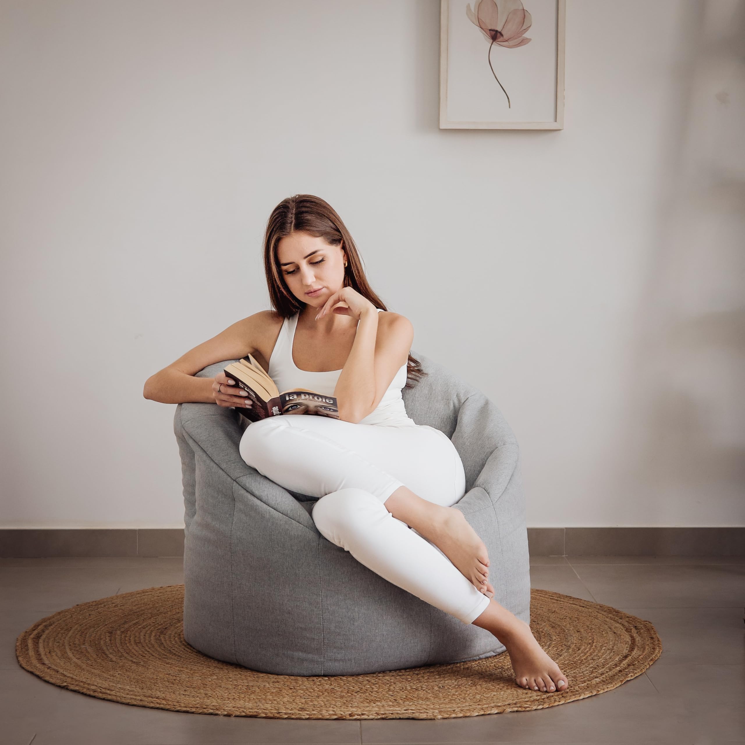 Aiire Sillon Puff Salon de Lujo - [85x85x75] Sofa Puf Moderno en Algodón Premium - Puffs con Relleno Incluido para Adultos o Decoracion Habitacion Juvenil - Bean Bag Chair Infantil XXL Beige