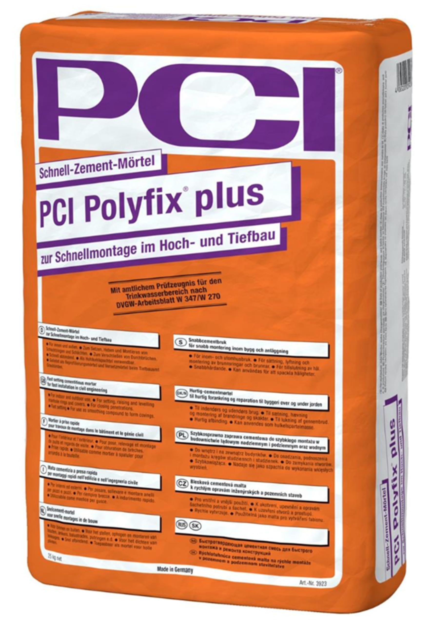 PCI Polyfix plus 25 kg Schnell-Zement-Mörtel zur Schnellmontage im Hoch- und Tiefbau Dichtungs-/Hohlkehlenmörtel Sika