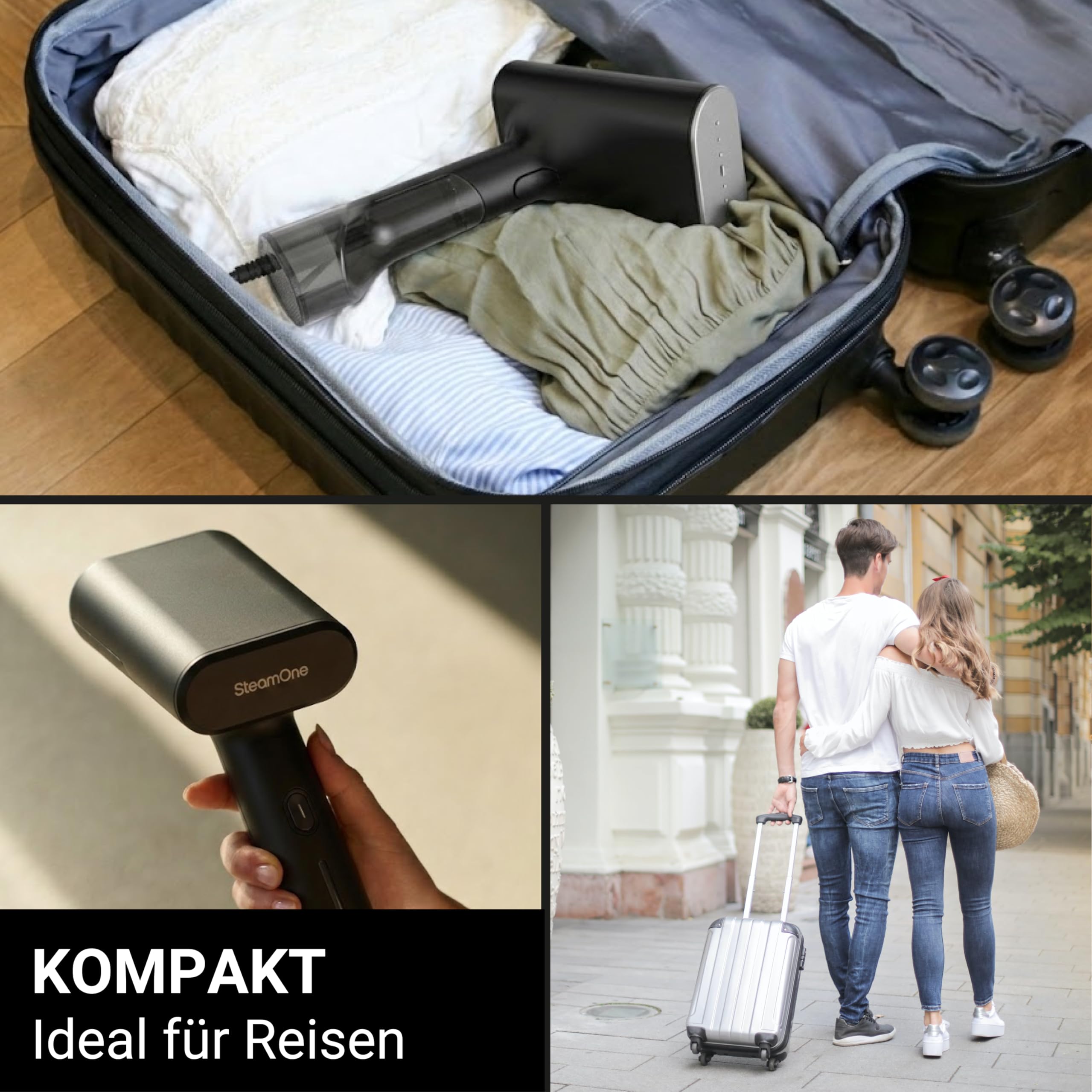 STEAMONE – Dampfglätter 2000 W, 28 g/min – Handbügeleisen – Fassungsvermögen 140 ml – Entfernt 99,99% der Verunreinigungen – In 35 Sekunden betriebsbereit – 3 m Kabel – Kompaktes Format – EUDTC140BV2