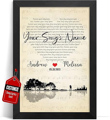Vista 124 de VICILO Póster musical personalizado con letras de canciones, decoración sentimental perfecta, regalo de San Valentín para él, regalos de novio