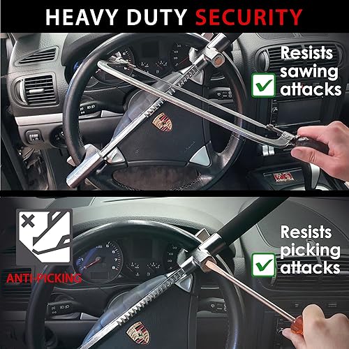 Miniatura 3 de KRASER WA839B - Cerradura para volante, alta seguridad, elegida la mejor relación calidad-precio para el dispositivo antirrobo, cerradura de barra