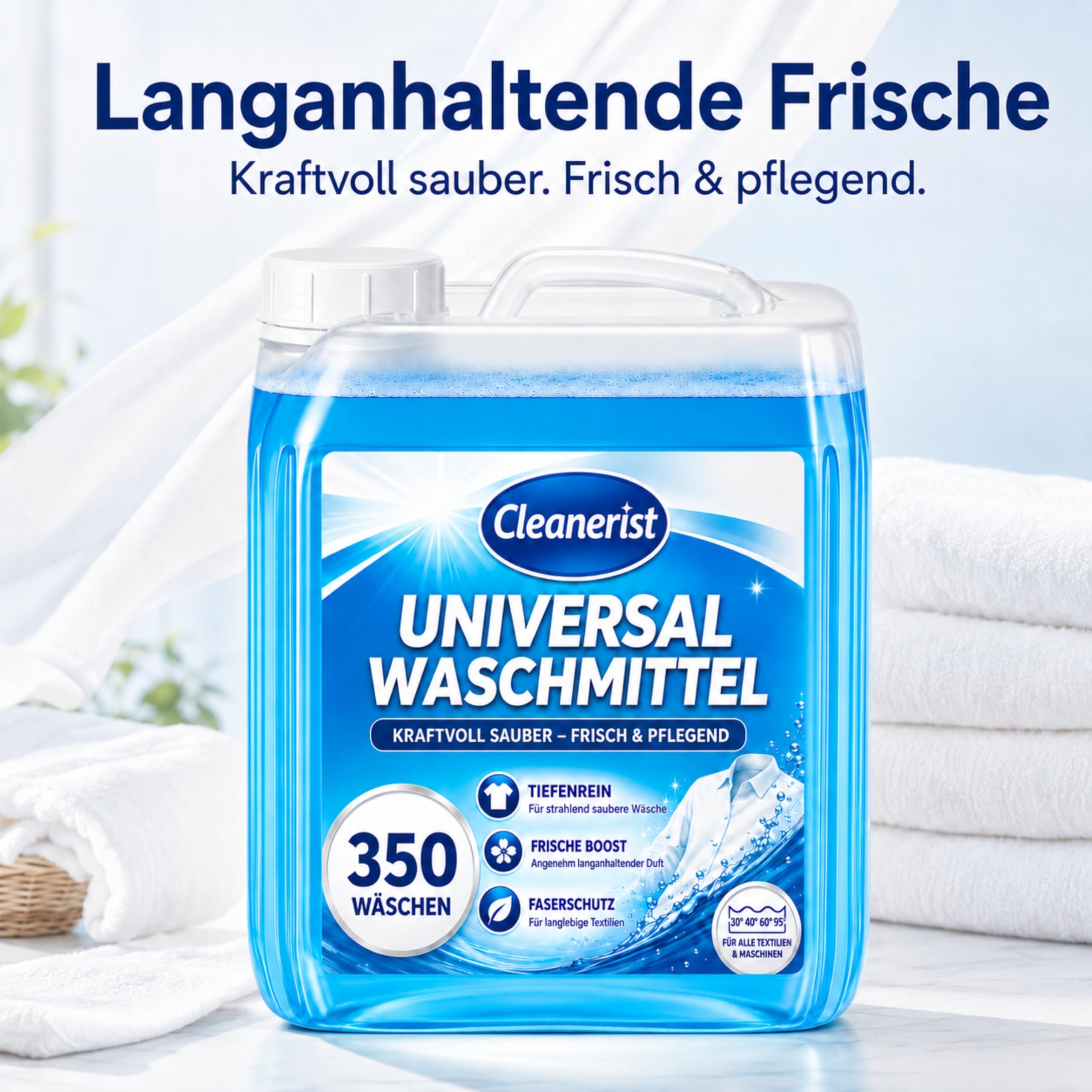 Cleanerist® Universal Waschmittel flüssig für 700 Wäschen - 2x 10l Flüssigwaschmittel Konzentrat für bunte, helle, dunkle Wäsche - XXL Vollwaschmittel mit Frischeduft für 20-95°C, statt Pods & Pulver