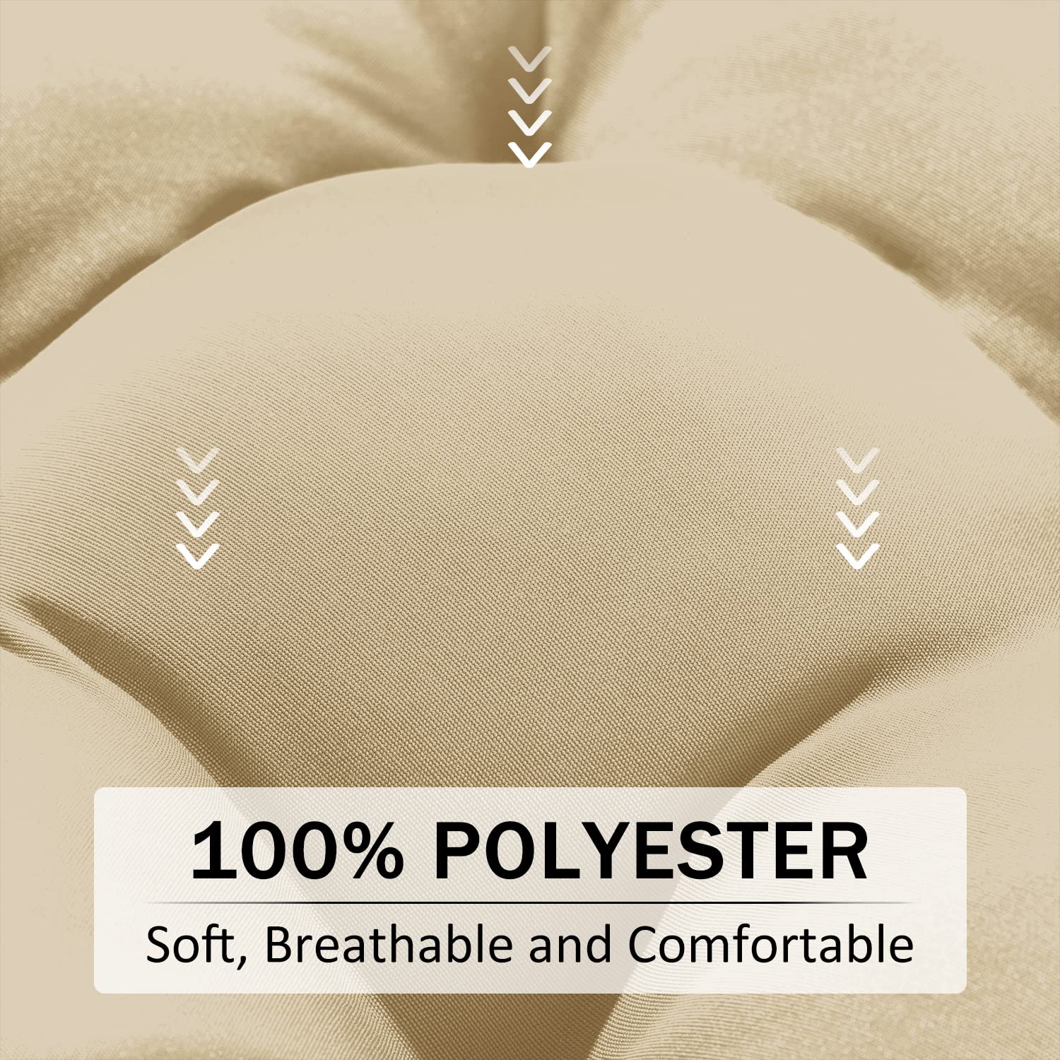 downluxe Outdoor Chair Cushions, Waterproof Tufted Overstuffed U-Shaped Memory Foam Bench Cushion for Swing Loveseat Patio Funiture, 44" x 19" x 5", Khaki, 1 Pack