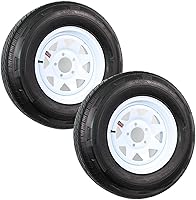 eCustomRim 2-Pack ST205/75R14 Load D Radial Trailer Tires on 5-Lug White Spoke Wheels - 6-Year Warranty + Roadside