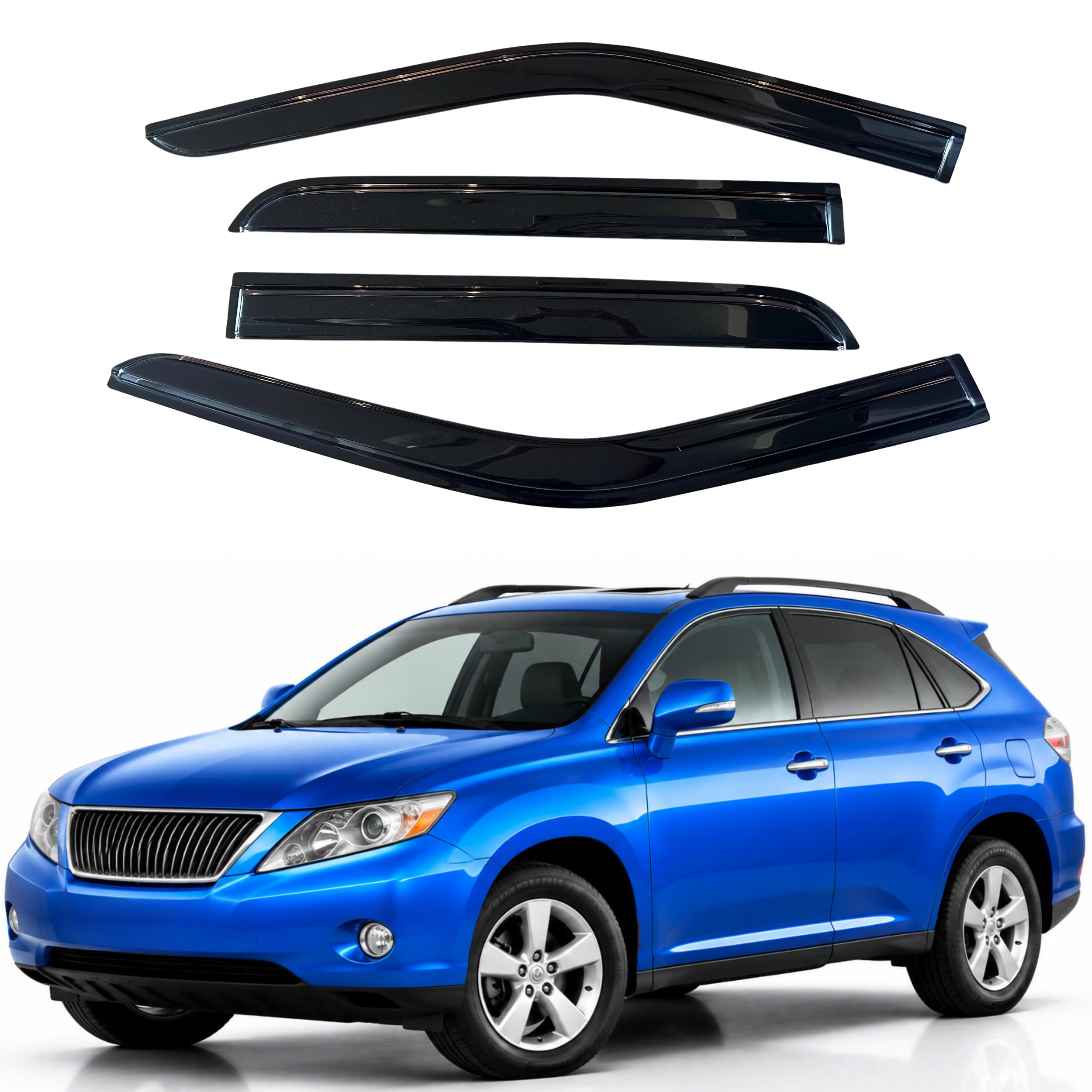 IG Window Visors Fit for 2010-2015 Lexus RX350 RX450h, Out-Channel Rain Guards Vent Wind Deflectors 4PC, Car Accessories for 10-15 Lexus RX Series