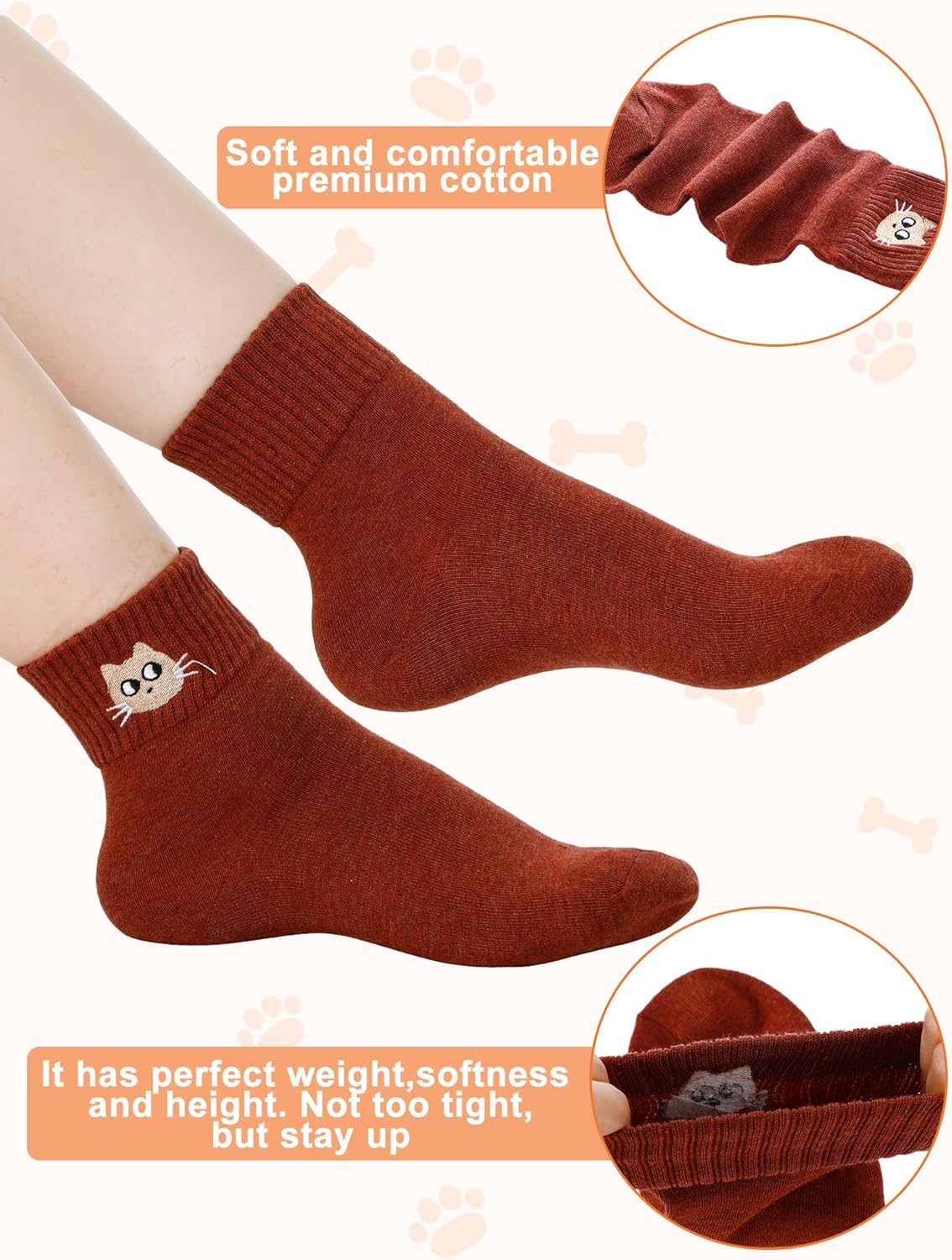 Eurzom 10 Pairs Socks Womens Crew Elastic Ankle Length Cotton Socks Aesthetic Cute Lightweight Low Cut Gifts for Women - Image 5