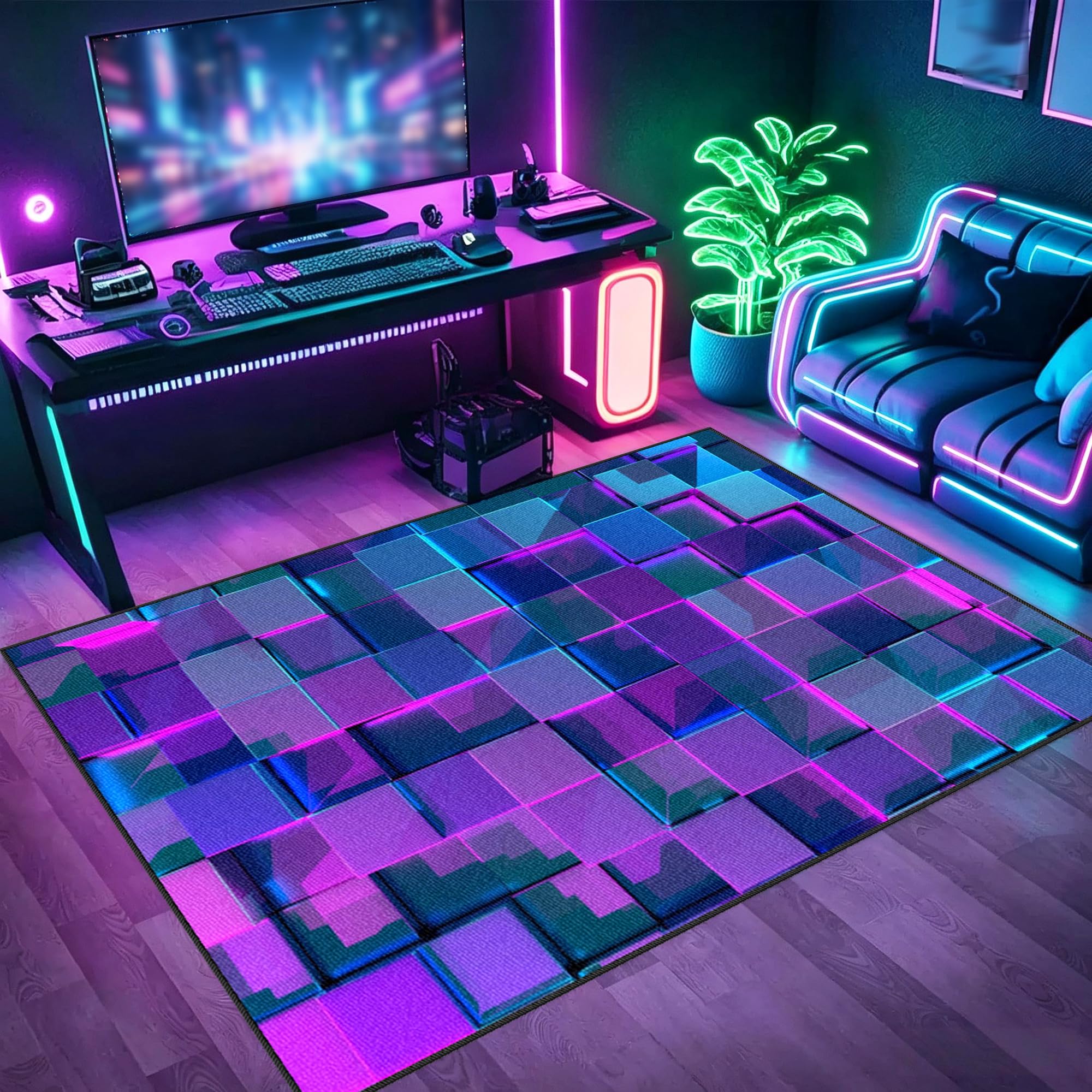 Tapis gamer de jeu 3D antidérapant et lavable pour chambre