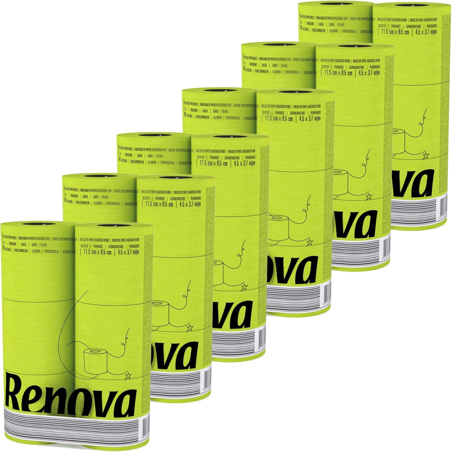 Lime Green Toilet Paper 3Ply 6 Rolls pack 140 Premium