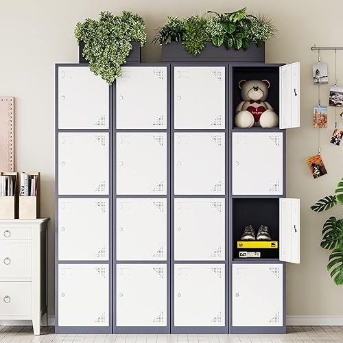 Miniatura 2 de Letaya Taquillas de metal para empleados, gabinete de almacenamiento de acero de 71 pulgadas con 4 puertas con cerradura para personal de oficina,