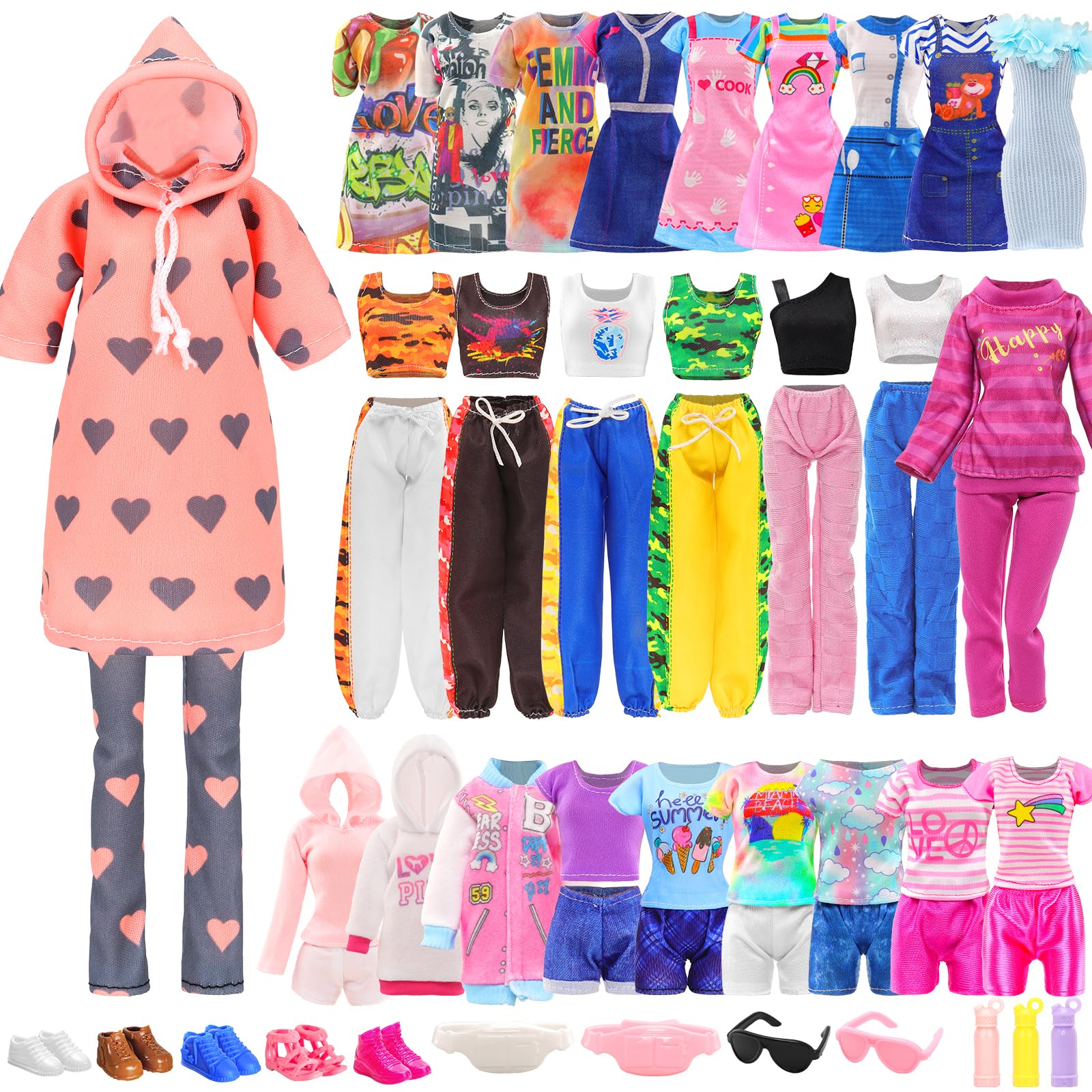 Miunana 22 Pcs 11.5 Inch Girl Doll Clothes & Accessories Fashion Playset