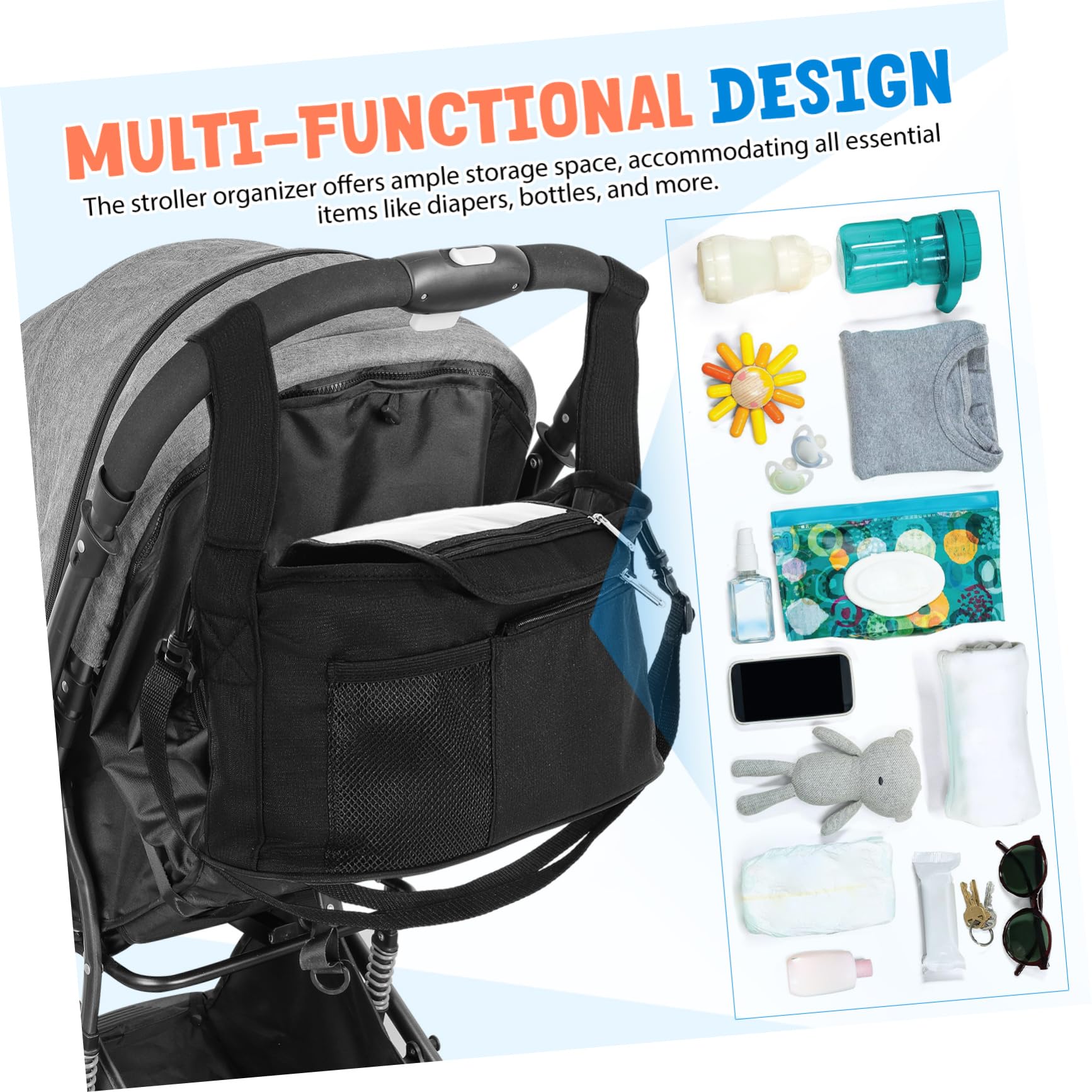 BESTonZON Borsa Organizer Per Passeggino Portabicchieri Per Passeggino Accessori Per Organizer Per Neonati Borsa Portaoggetti Per Carrozzina E Passeggino