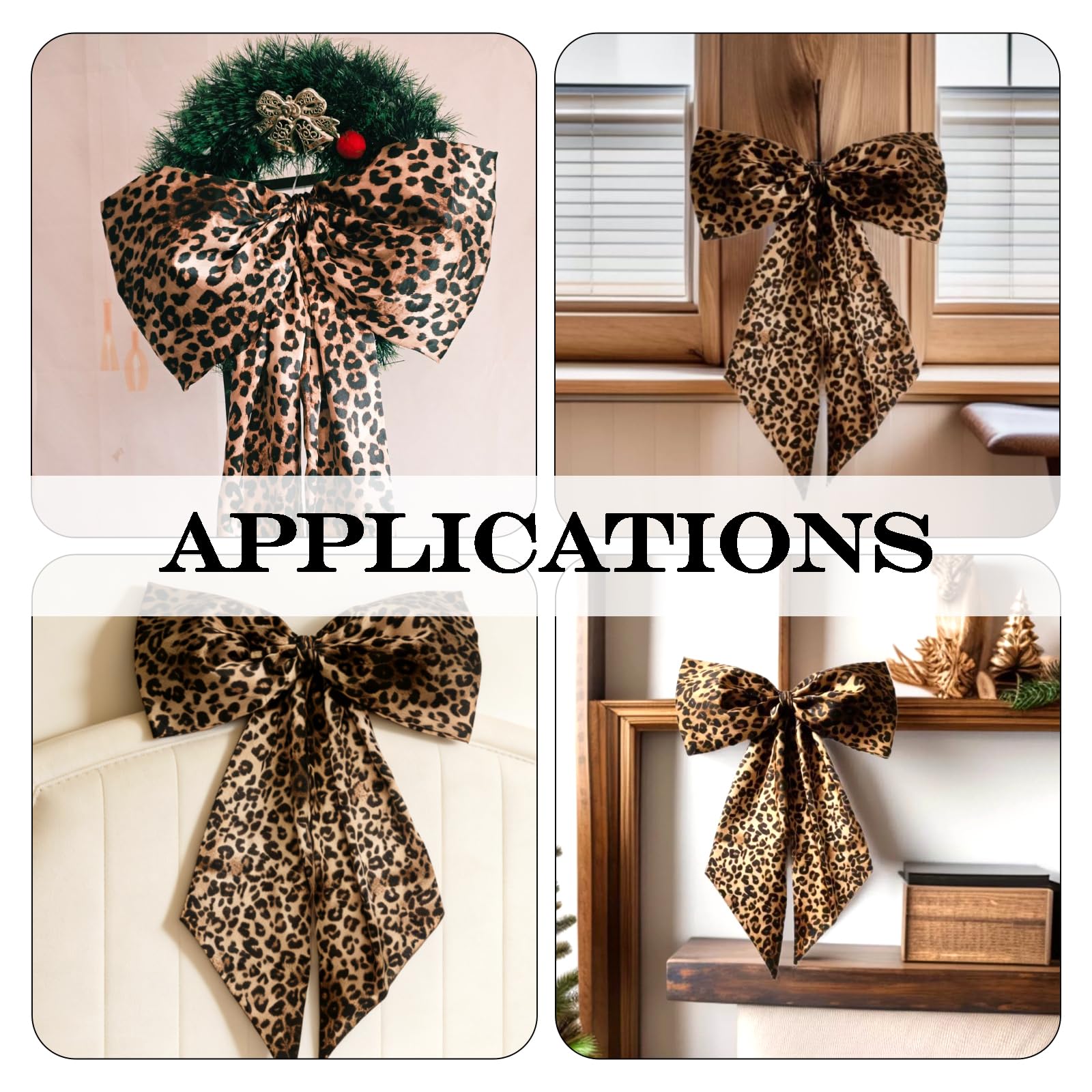 1 lazo grande, diseño de leopardo, lazo de leopardo, decoración de cumpleaños, grandes lazos, para mujeres y niñas, decoración de pared, árbol de Navidad