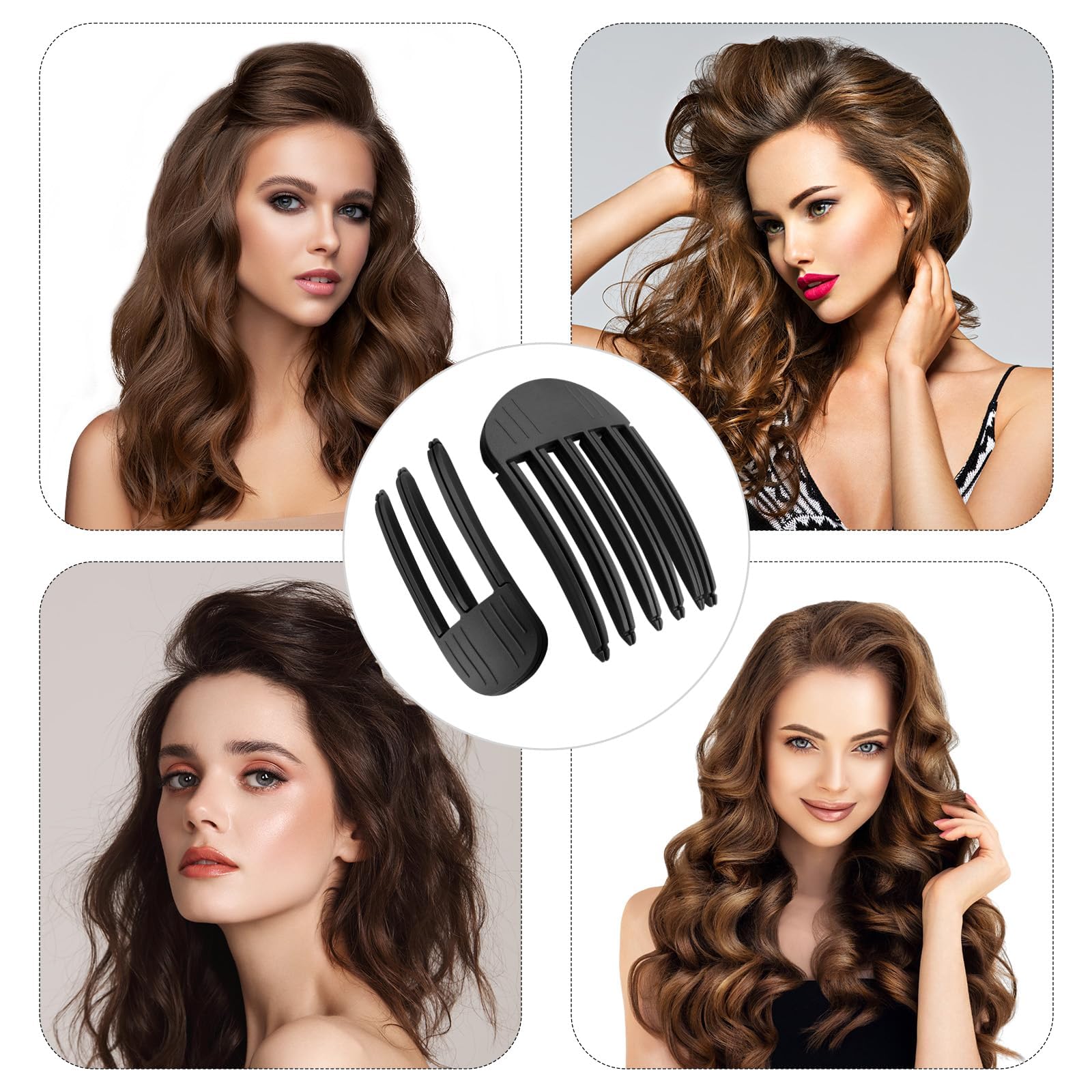 Clip Del Volume Della Radice,4 pezzi clip per radice capelli,Clip per Capelli per Sollevamento Radice,Volume per l'attaccatura dei capelli,Pettine Per Radici Volume Dei Capelli Ricci (Nero)