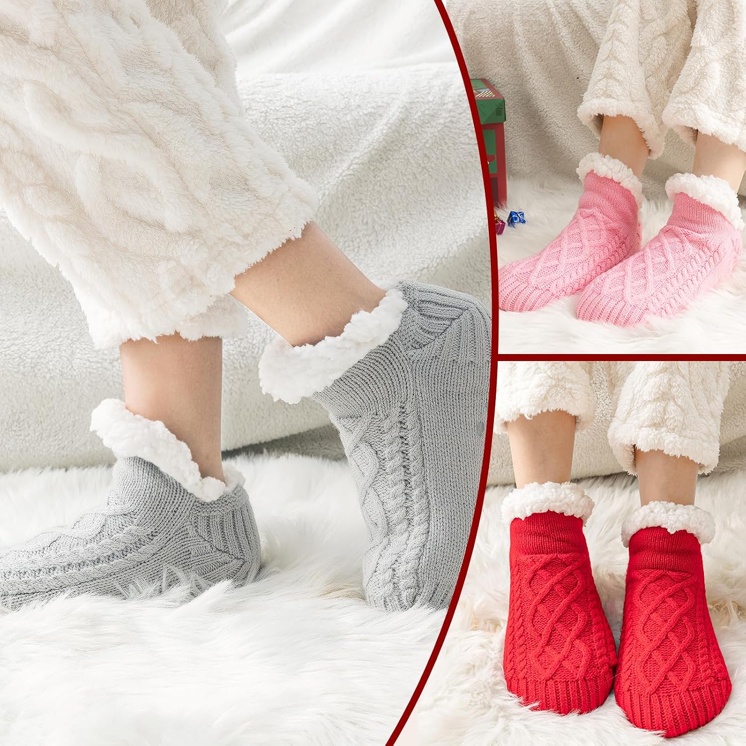 Fuzzy Slipper Socks Women Men, Winter Warm Gifts for Women