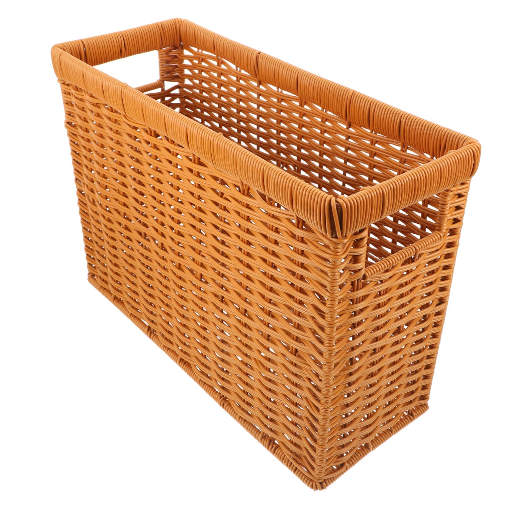 PRETYZOOM Cestino Portaoggetti in Rattan Plastica Mano Decorativo Per Organizzare Libri e Riviste e Ufficio