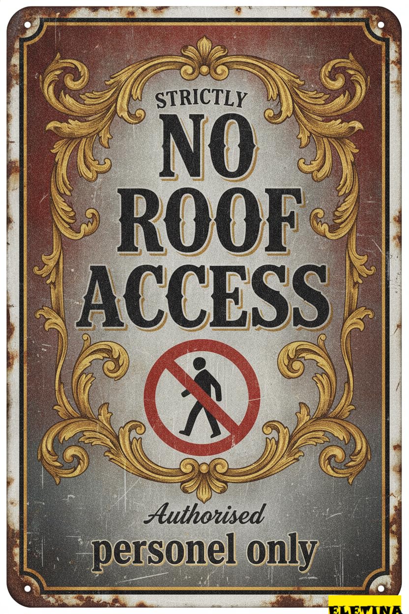 Personalized Sign for Man Cave Strictly No Roof Authorised Personnel Only Metal Wall Decor Warning Farmhouse S Caution Safety Metal Outdoor Street Driveway Yard Road 8x12in Private Property Decorative