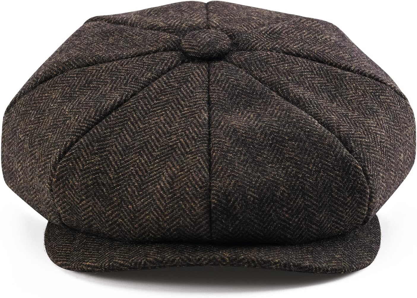 BOTVELA Men's 8 Panel Wool Blend Newsboy Flat Cap Herringbone Tweed Hat - Image 2