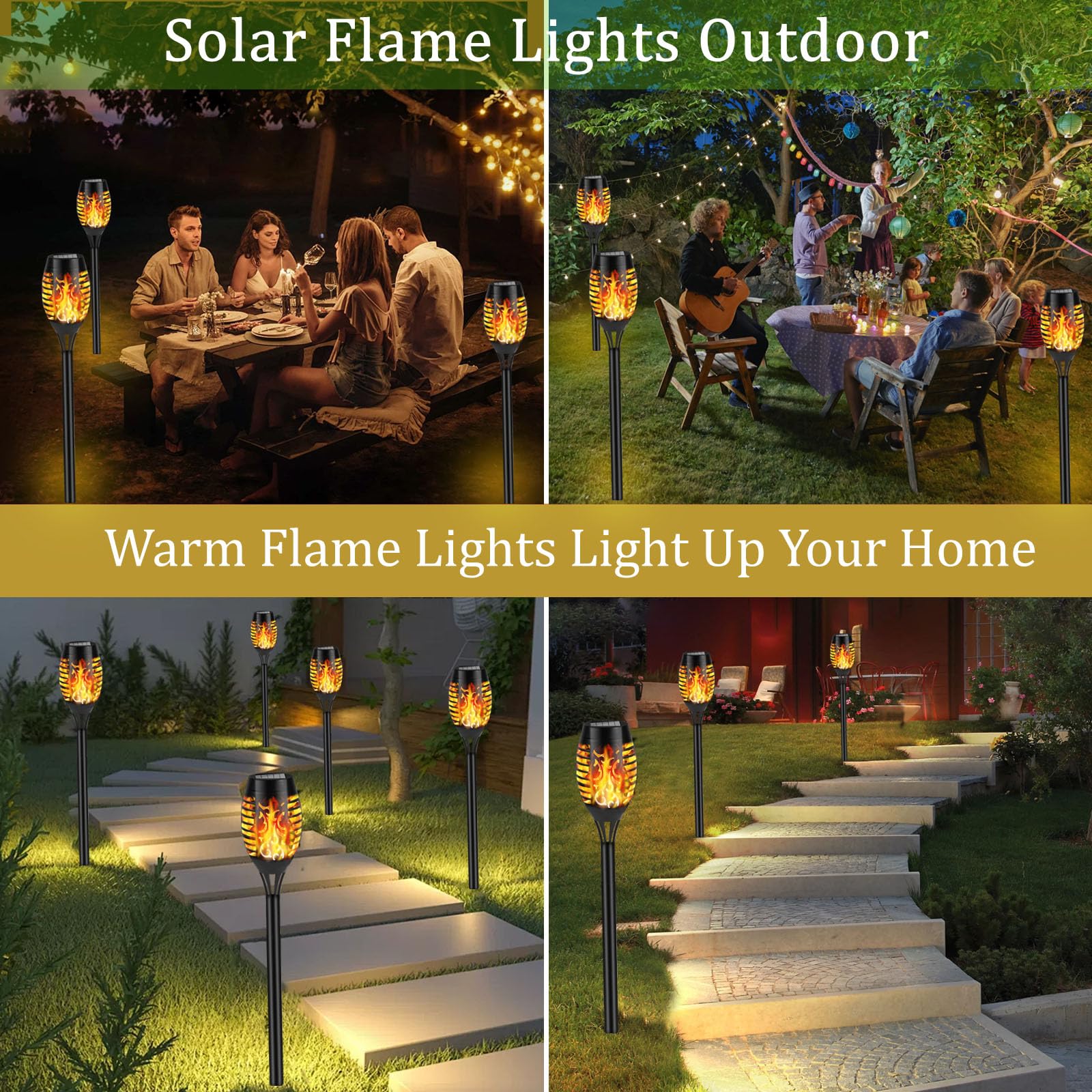 Solar-Flammenlichter für den Außenbereich, Solar-Taschenlampe mit flackernder Flamme für Gartendekoration, wasserdichte LED-Tiki-Fackeln für draußen, Hoflicht für Wege, Rasen, Terrasse