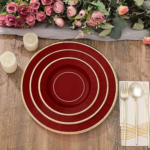 Efavormart - Paquete de 25 platos de papel desechables para aperitivos de postre de 8 pulgadas, color burdeos Sunray - 350 GSM