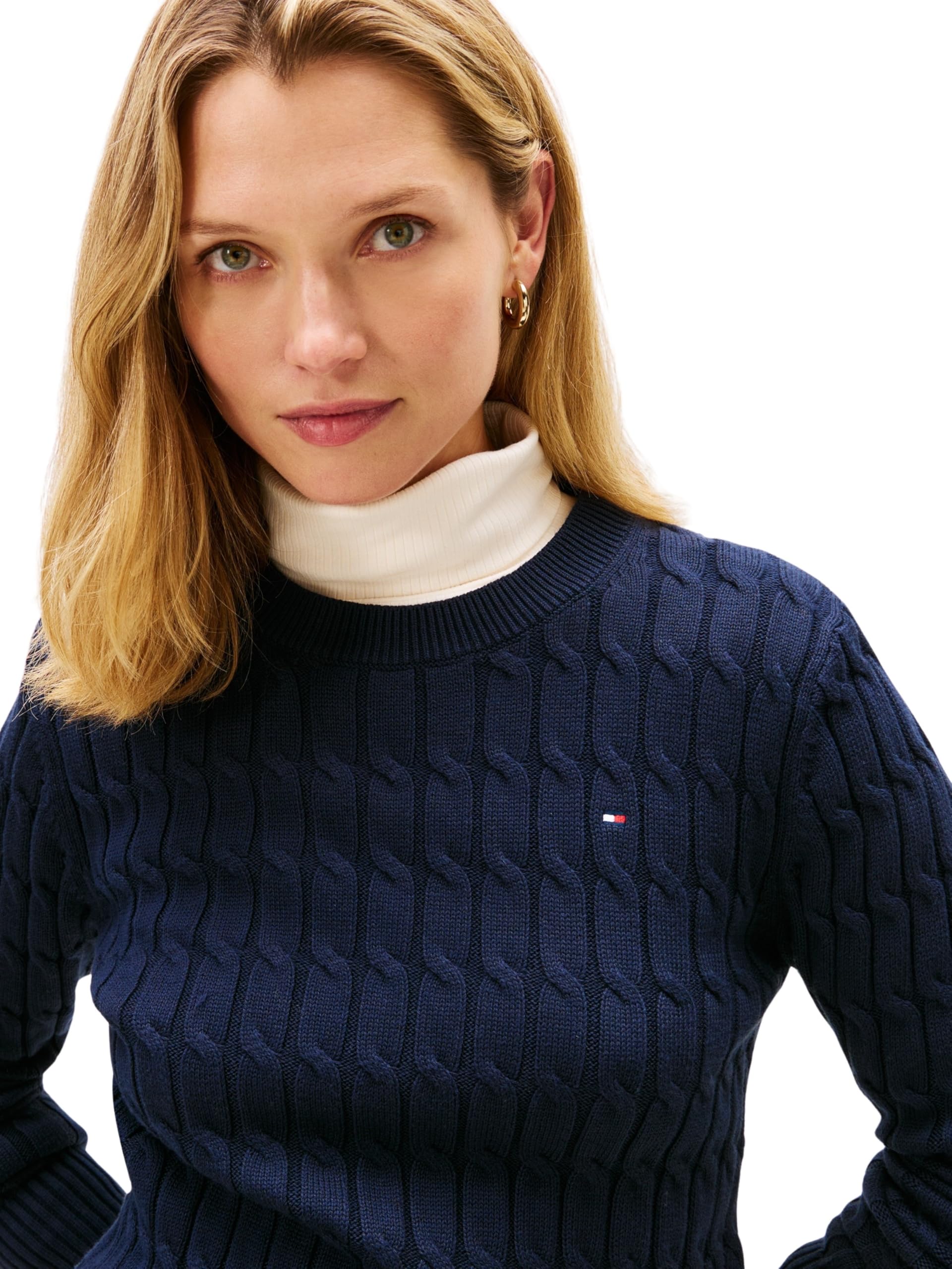 Tommy Hilfiger Co Cable Mid GG C-NK Ls SWT Ww0ww47644 Pull-Over Femme (Lot de 1)