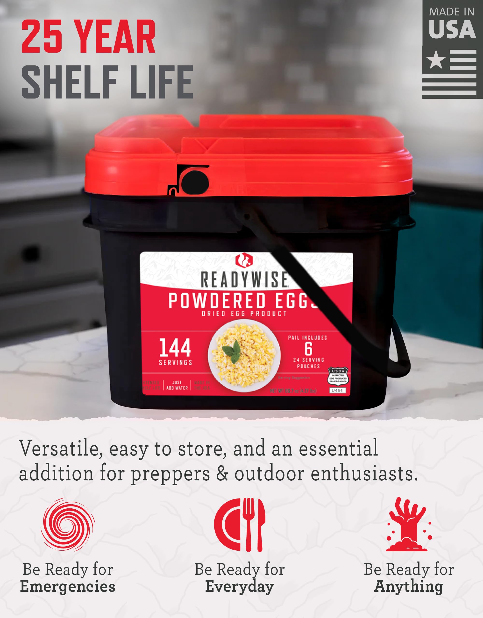 READYWISE Powdered Eggs Bucket, 144 Servings