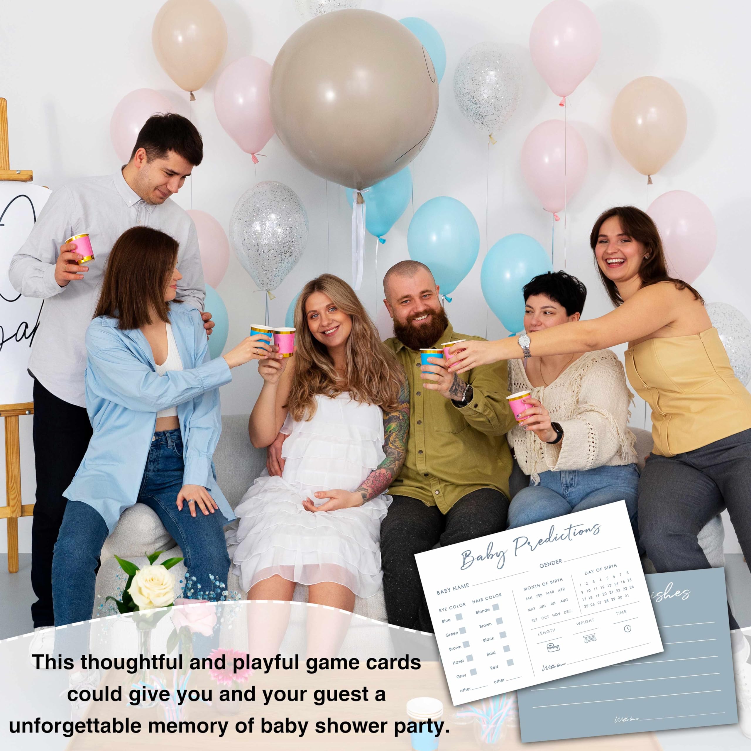 Tarjetas de predicciones y consejos para bebés, 5 x 7 pulgadas, tarjetas de predicciones azules para baby shower, juegos de fiesta de baby shower y regalos de actividades para nuevos padres - G06