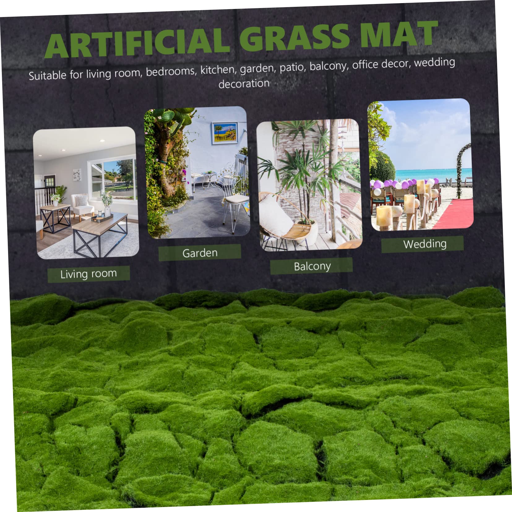 Cabilock Césped Artificial de Musgo Realista para Jardín y Dormitorio, Alfombra de Musgo Verde Material de Algodón y Algodón de Perla, Resistente al Desvanecimiento
