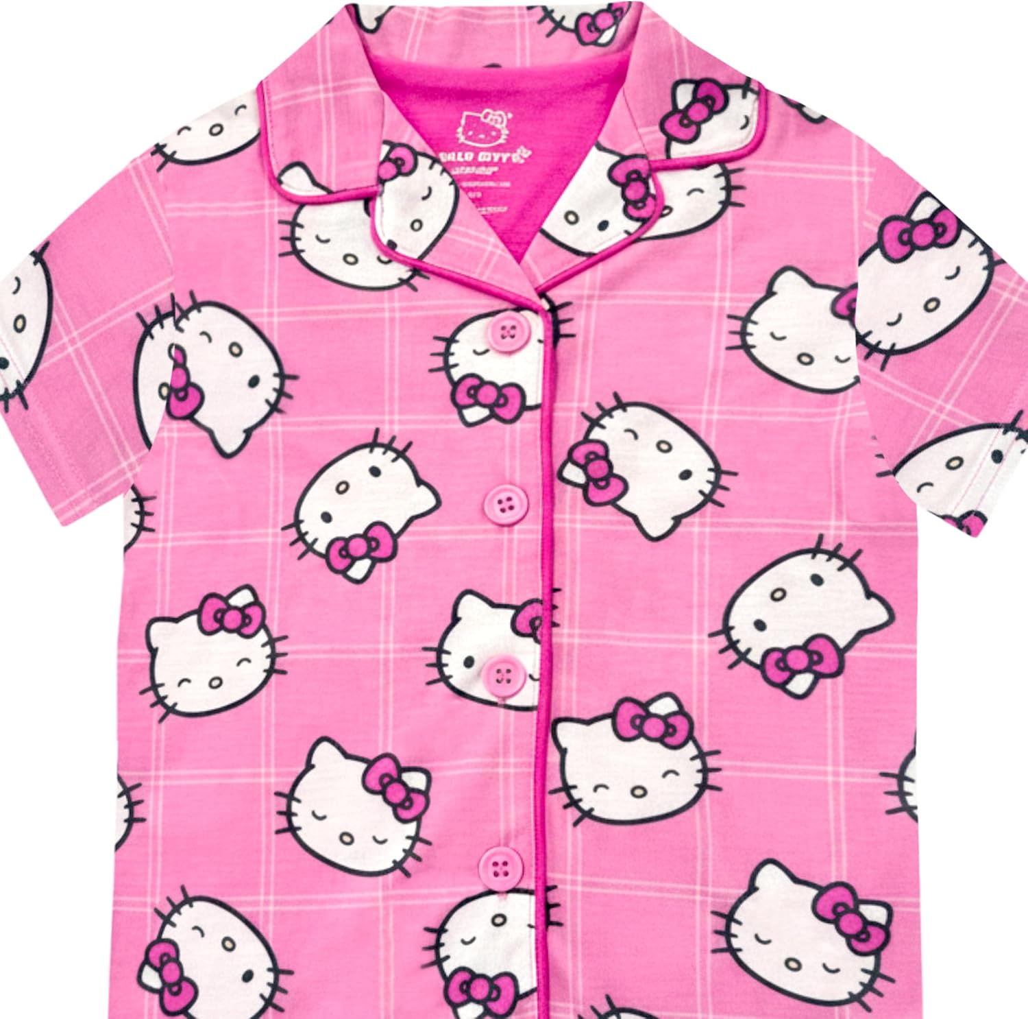 Hello Kitty Girls Pajama Set - 2 Piece Girls Pjs Button Down Short Sleeve & Pants For Kids - Official Product