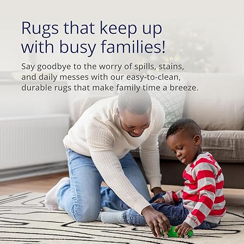 Miniatura 4 de Abani Alfombra abstracta de color beigenegro, 4 x 6 pies, diseño moderno de líneas animalesnaturales, colección Deco, fácil de limpiar, duradera