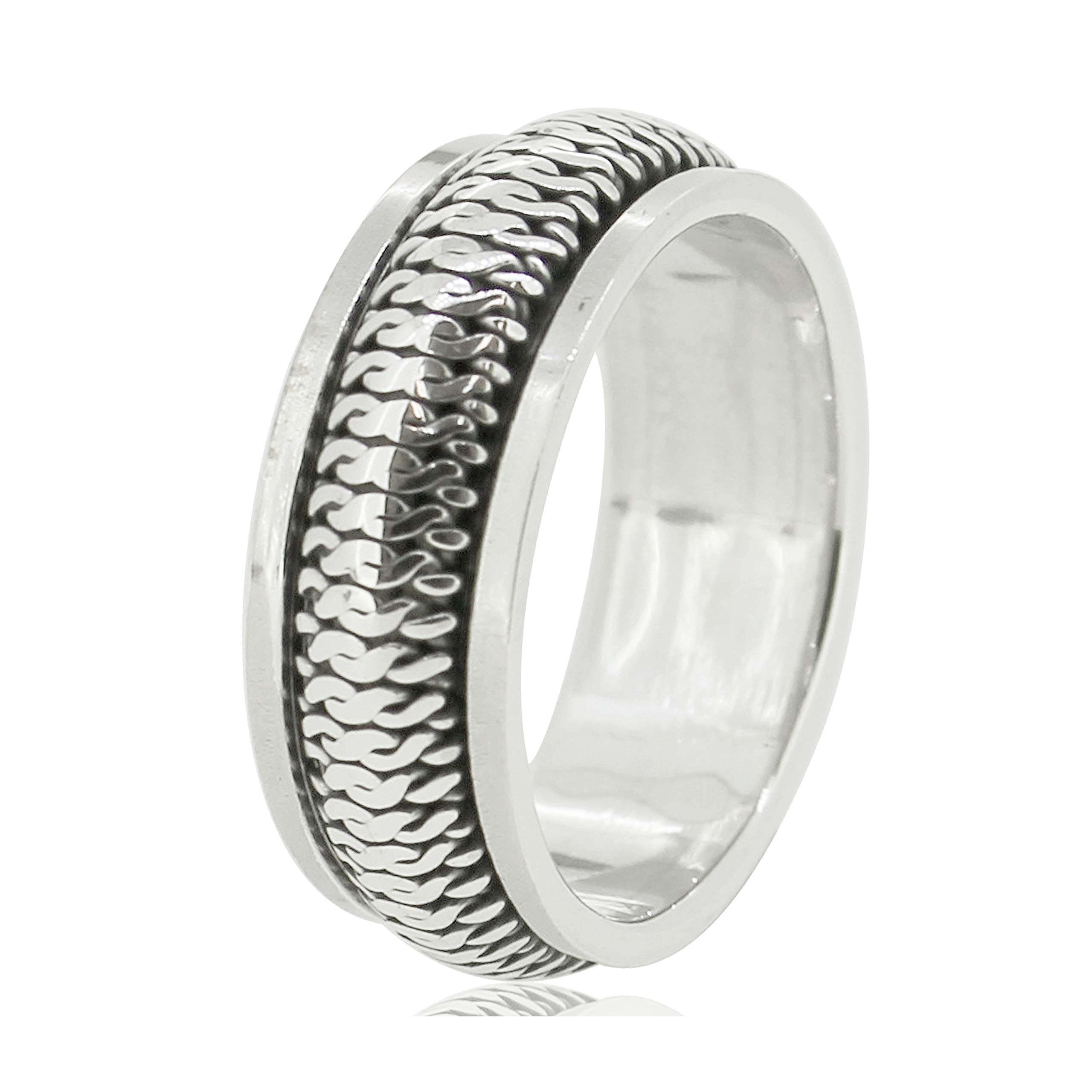 TreasureBay - Anello da uomo in argento Sterling 925 massiccio, 8,5 mm