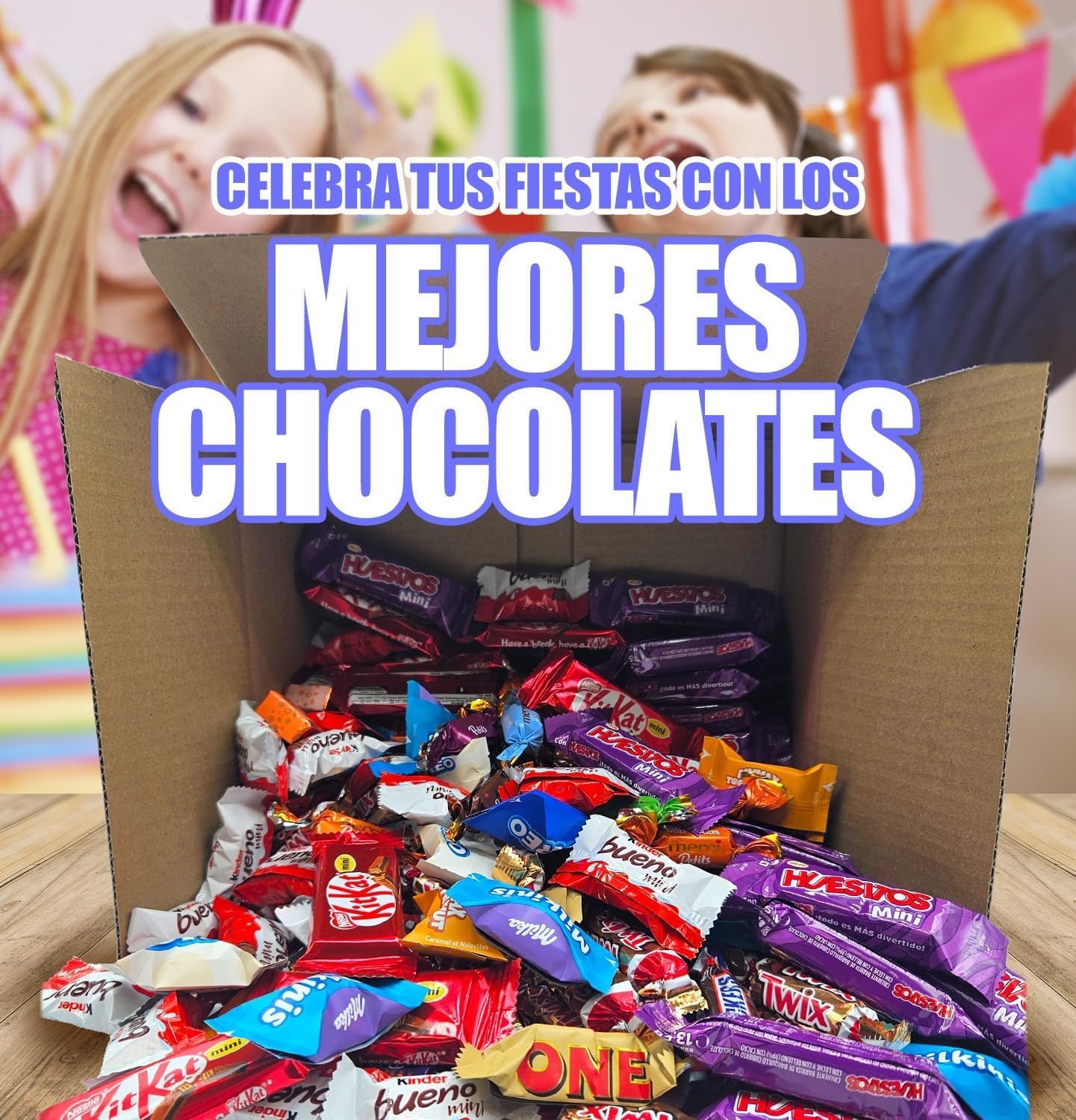 +100 Unidades Surtido de Mini Chocolates | Regalo Original Caja Gourmet Chocolates MINI I Versiones Miniatures de Kit Kat, Toblerone, Kinder Bueno, Twix, Snickers, Kinder Chocolate, Shochobons y Mars