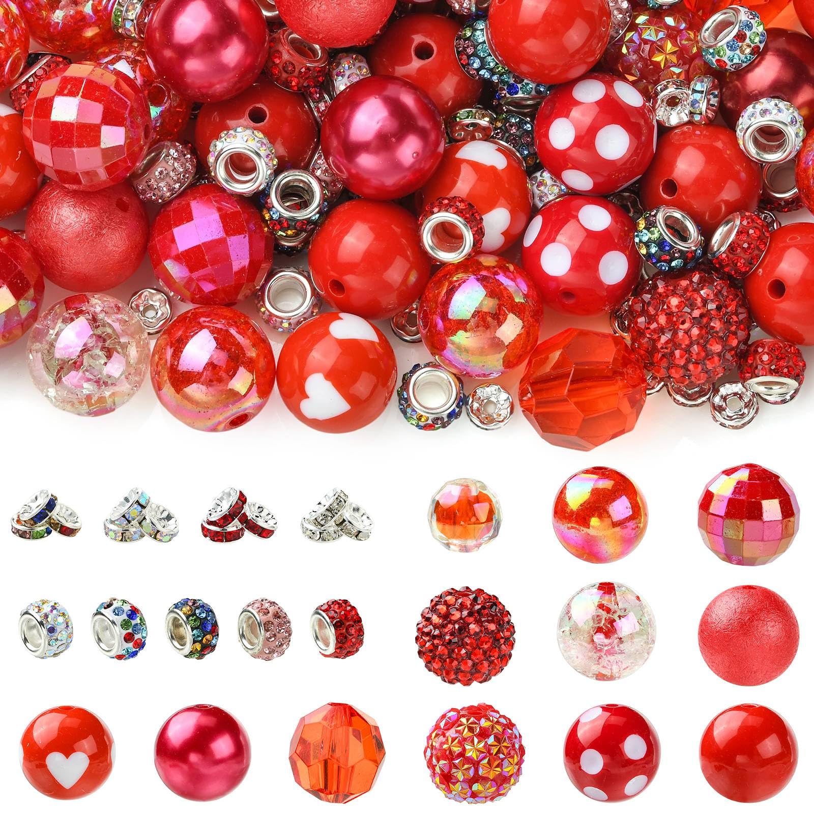 Perles en vrac rouges Stiesy pour bracelets et loisirs créatifs en famille