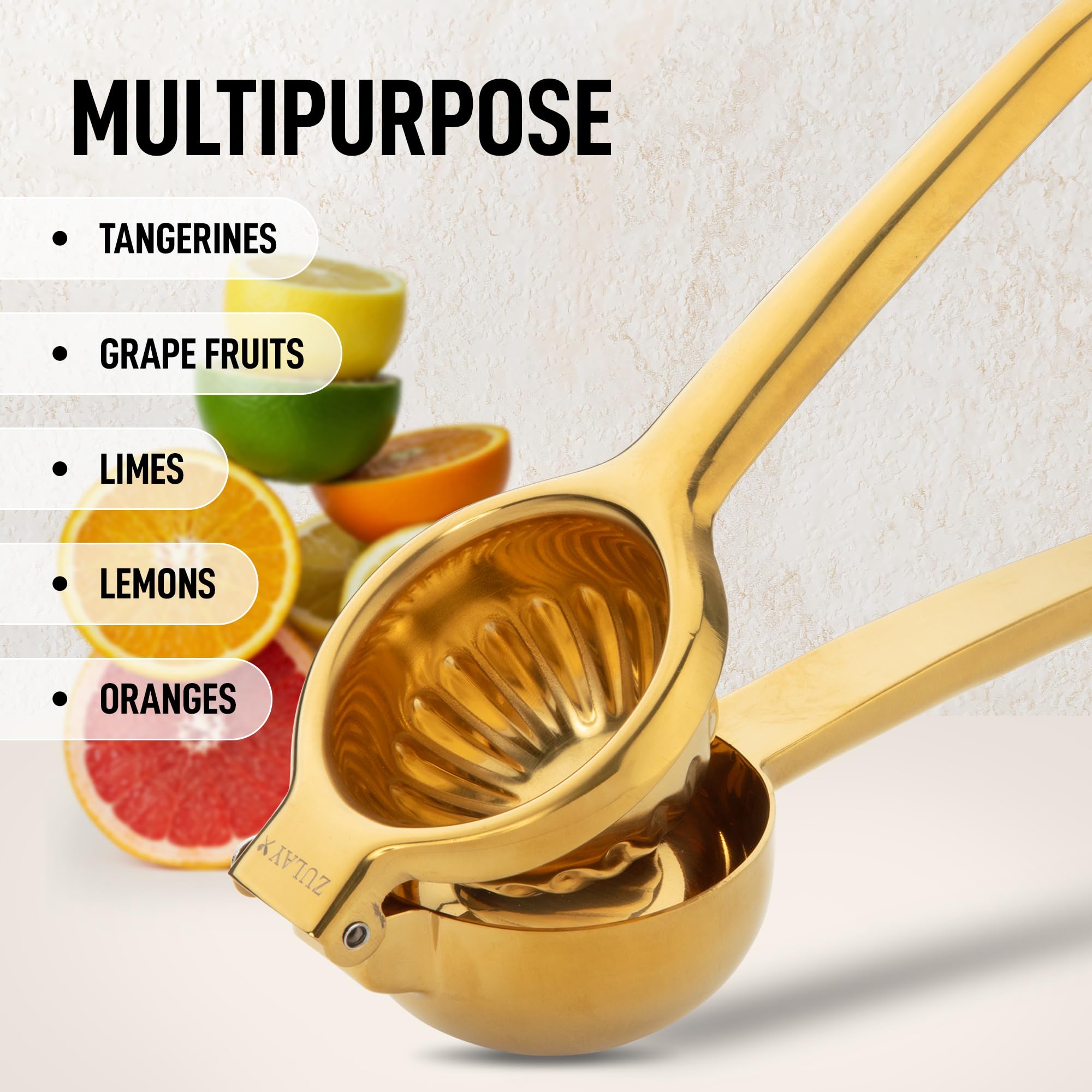 Zulay - Spremiagrumi extra large, in acciaio inox, facile da spremere, resistente, ergonomico, per arance, limoni e lime