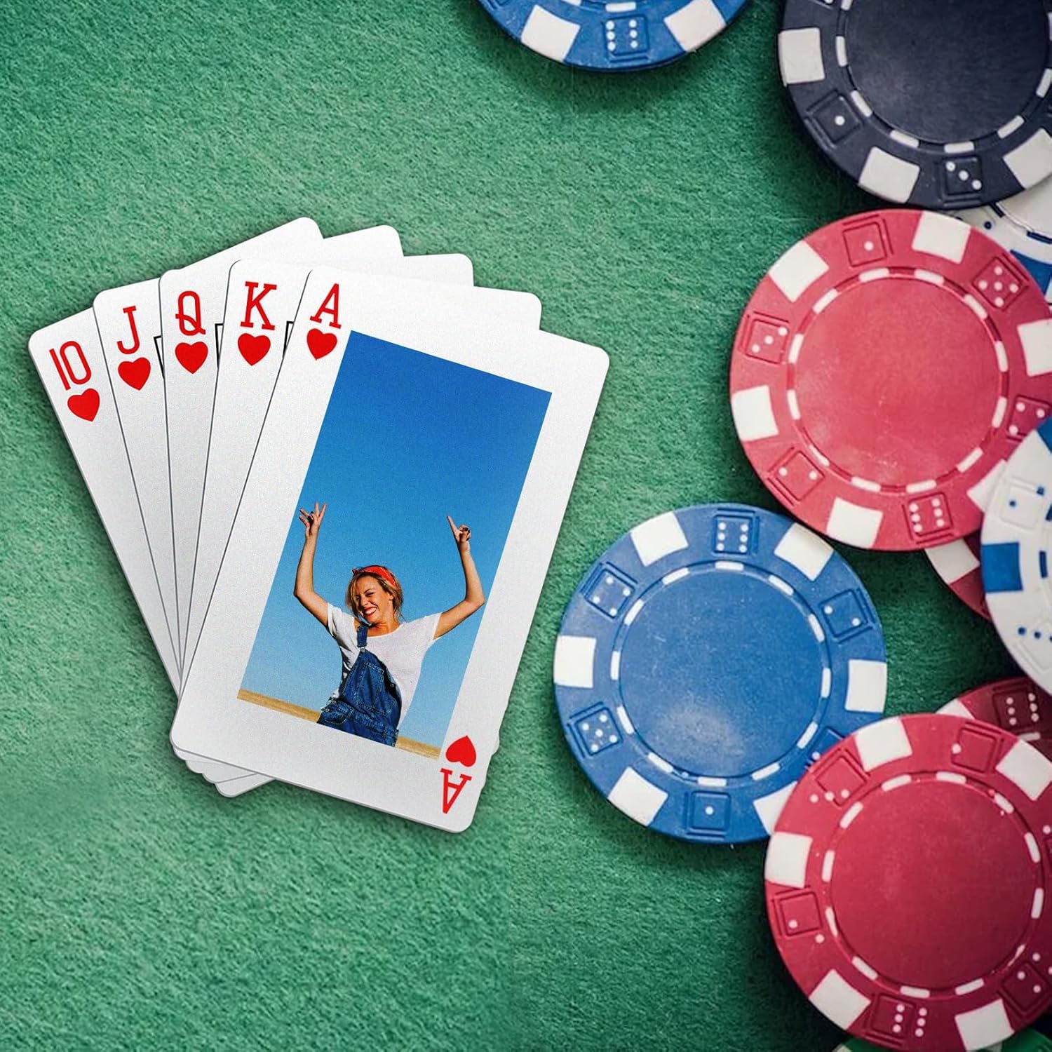 EAQ Custom Playing Cards with Photo, Personalized Playing Cards Waterproof Poker Cards with Gift Box for Wedding and Party - Partial Print