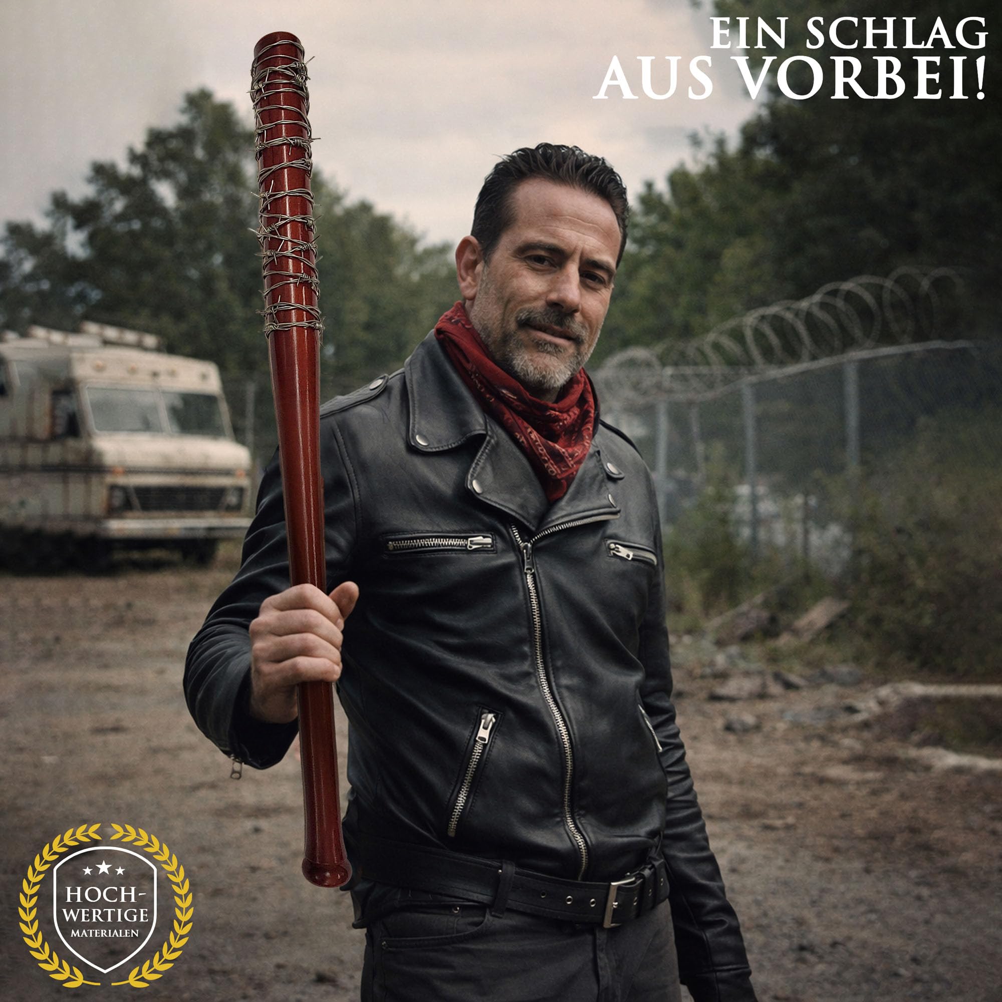 Swords and more The Walking Dead - Negan's Baseballschläger Lucille, 81 cm, Baseballschläger Lucille aus Holz mit Stacheldraht aus Metall & Wandhalterung für TWD-Fans, Sammler & als Geschenk