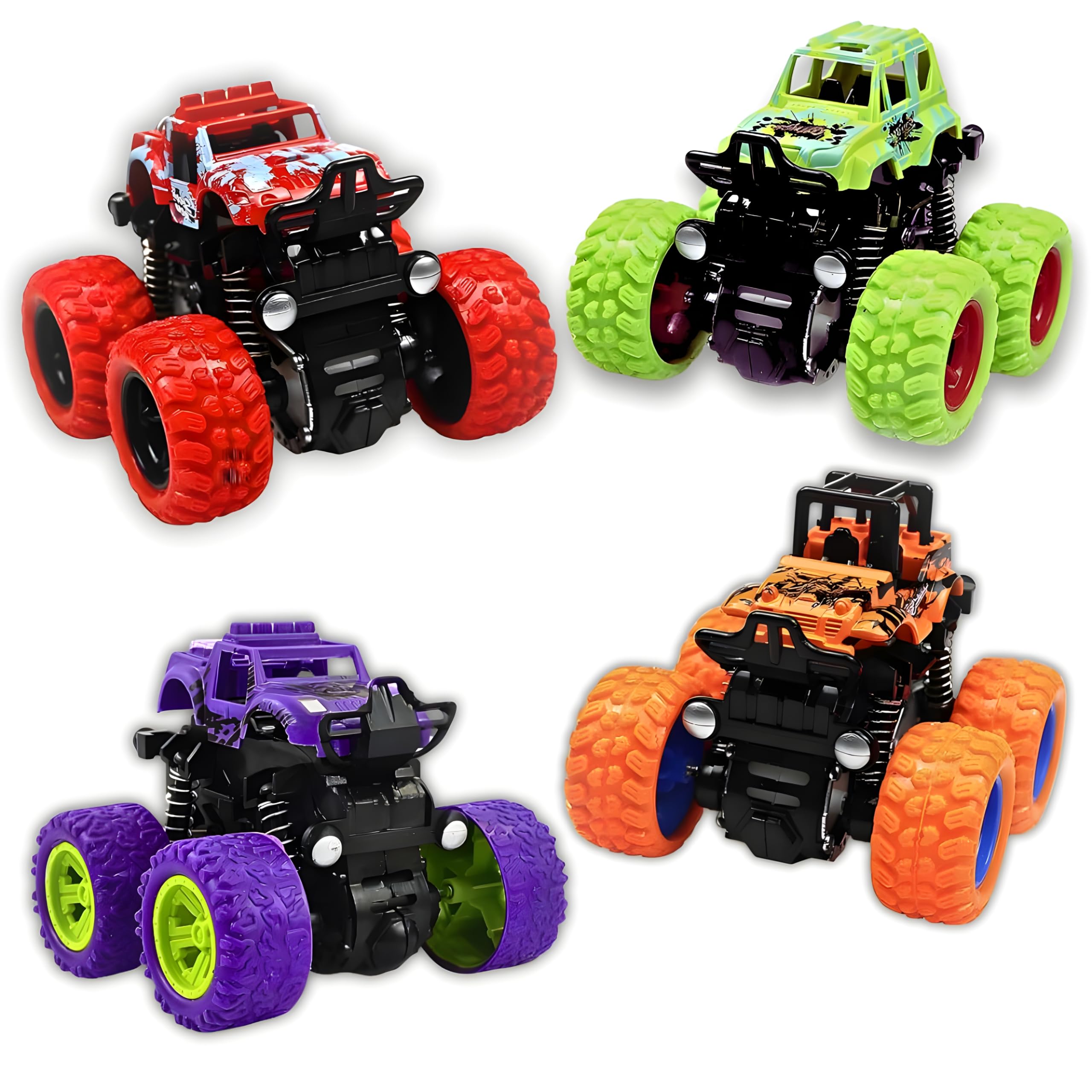 Prasnna Monster Mini Friction Powered Trucks Car Toys for Kids, 4wd 360 Degree Stunt Push & Go Forward Cars for Boys and Girls Age 3-8 Years, Birthday Toddler Gift for Kids (Pack of 4) Multicolor (B0DD6KKYD1) Amazon Price History, Amazon Price Tracker