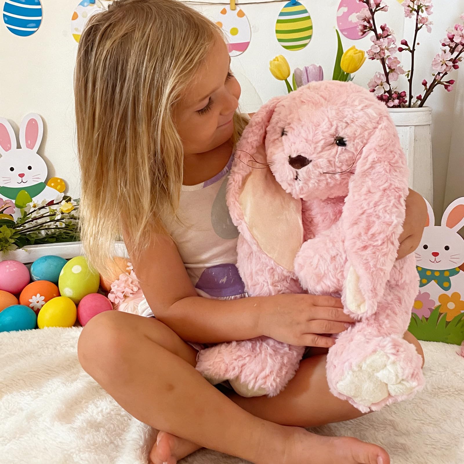 MorisMos 45cm Hase Kuscheltier XXL, groß hase plüschtier stofftier, Geburtstag Ostern Geschenk für Kinder Baby Mädchen als Ostern deko Puppe