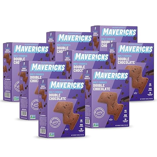 Mavericks Galletas de doble perno de chocolate, galletas de chispas de chocolate a base de plantas, aperitivo saludable a base de plantas para