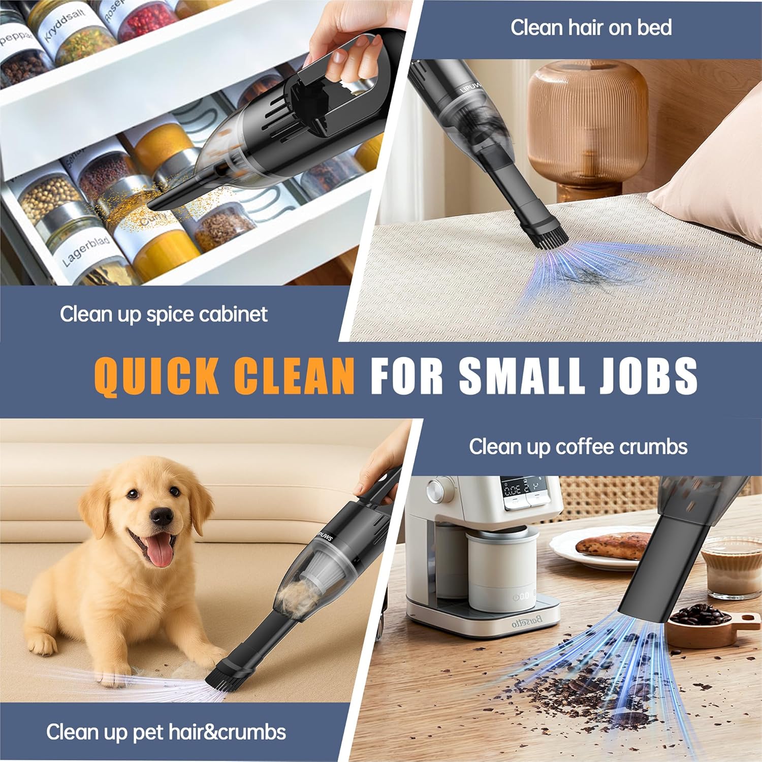 Handheld Car Vacuum Portable Cordless, Dust Buster Rechargeable High Power Suction, Mini Hand Held Vacuum Cleaner with Washable HEPA Filter, Multi-Nozzles, Lightweight Hand Vacuum for Car Home Office - Image 5