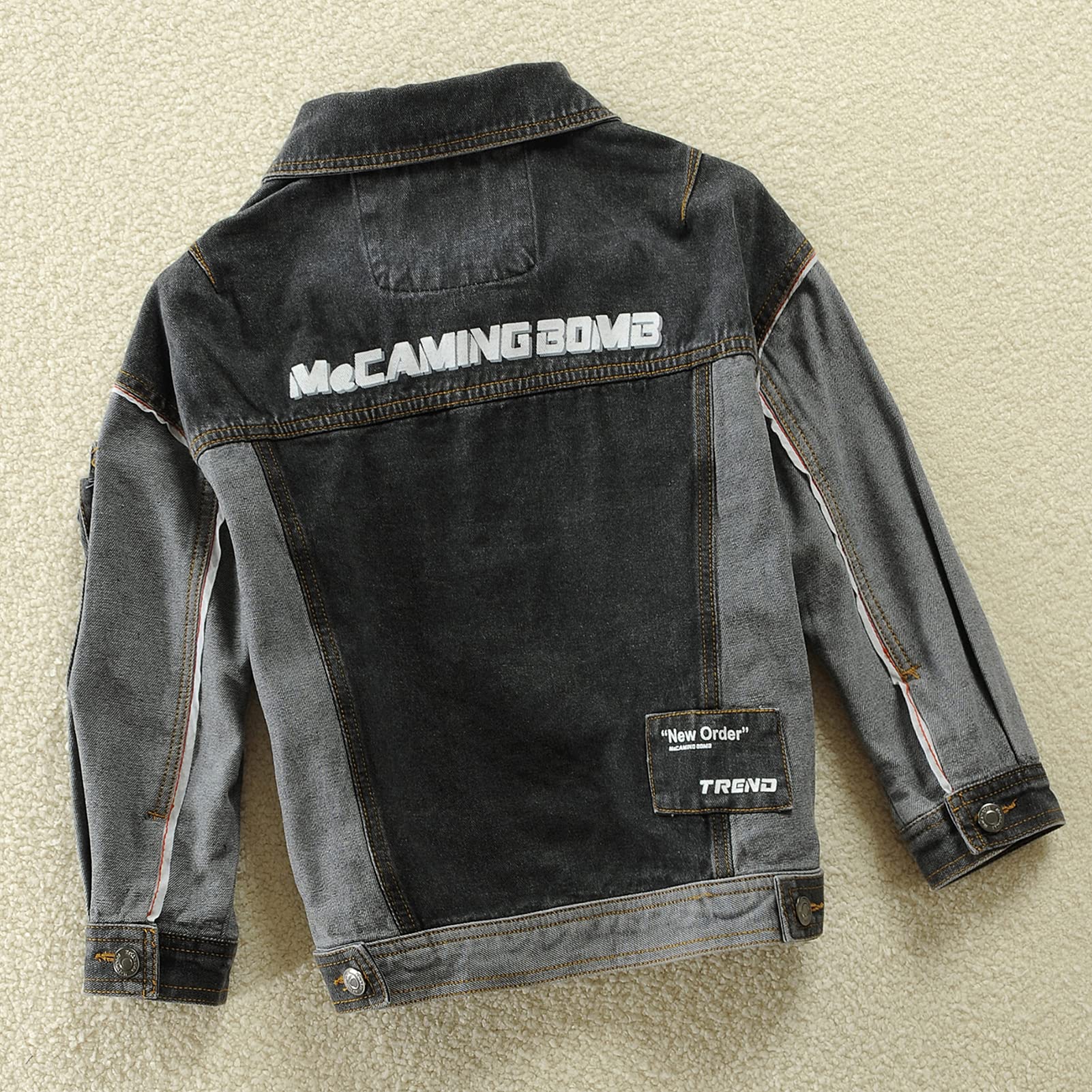 Kinder Jeansjacke Jungen Jeans Jacke mit Buchstaben Denim Jacket Outdoor Mantel Übergangsjacke Frühling Herbst