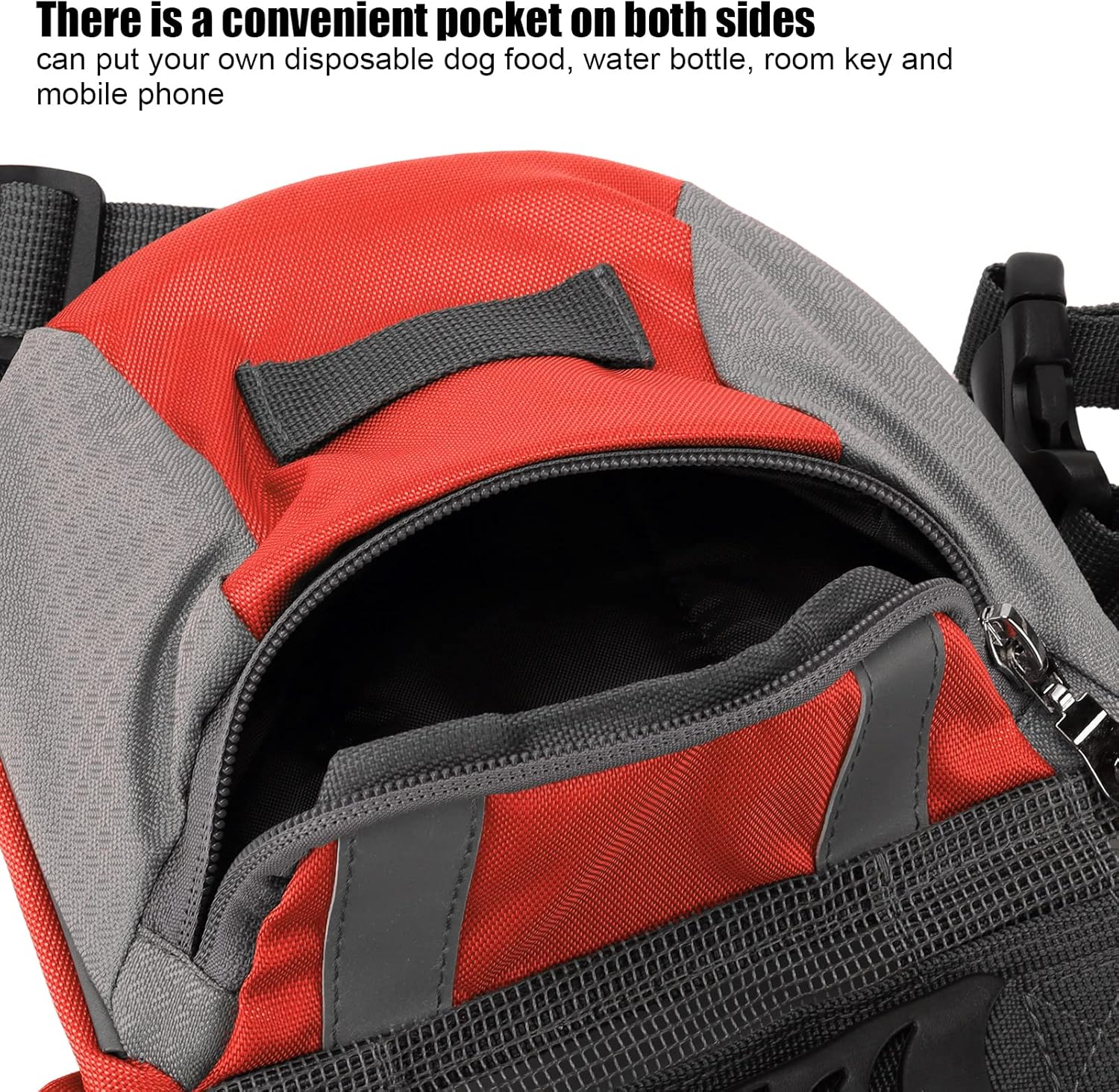 Dog Saddle Backpack, Applicability for Service Dogs, with Side Pockets, Reflective Strip for Night, Durably Nylon Material, (M)