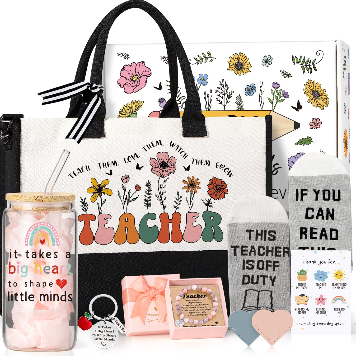 UAREHIBY Teacher Appreciation Gifts for Women with Tote Bag,Back To School Gift,Thank You Teacher Gifts from Student