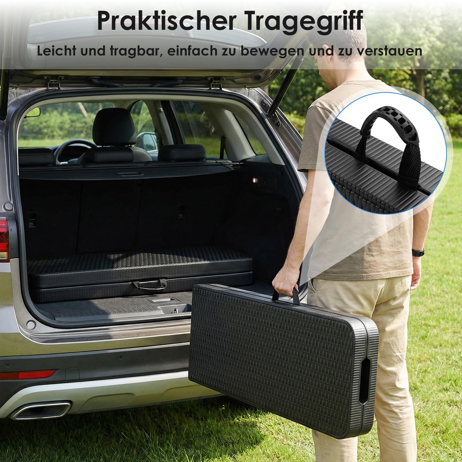 LIFERUN 2 pcs Bierbank Klappbar, Klappbank Garten, Faltbank Camping | 183cm Faltbare Campingbank, Bierzeltbank mit Tragegriff, Gartenbank Partybank aus HDPE Kunststoff & Stahlgestell,Rattan-Optik